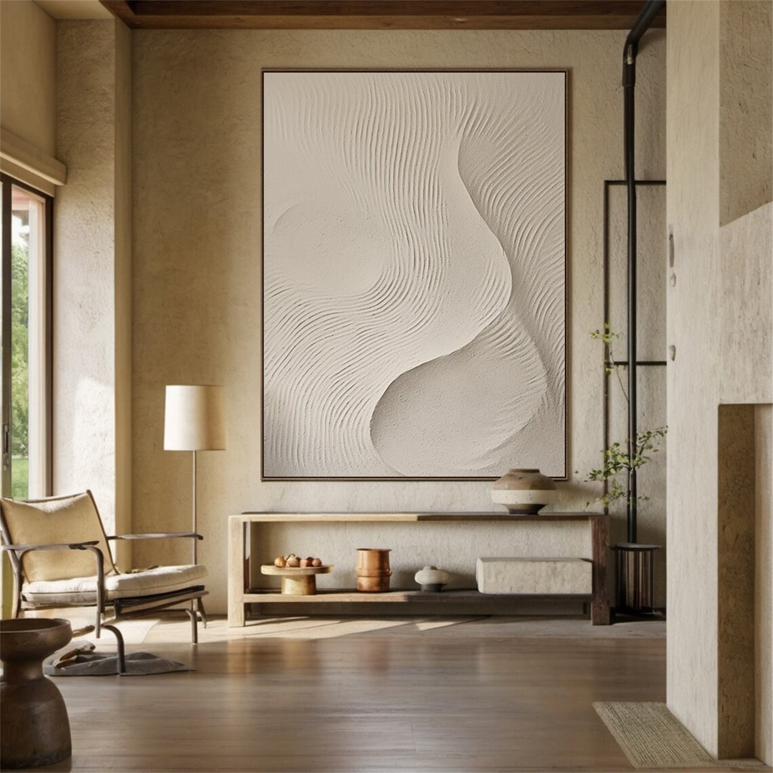 Beige & Brown Textured Minimalist Wall Art #BM046