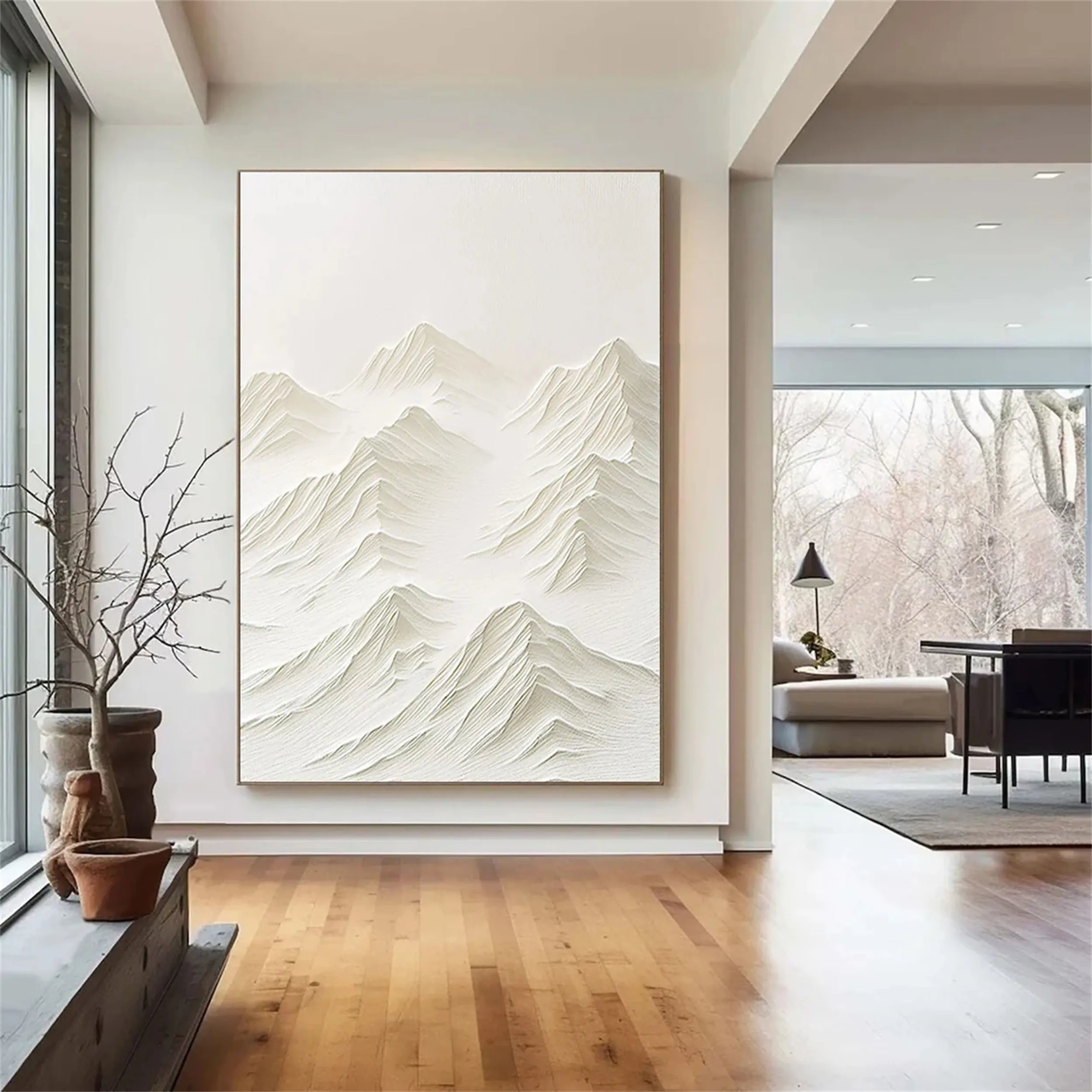 White Textured Minimalist Wall Art #WT091