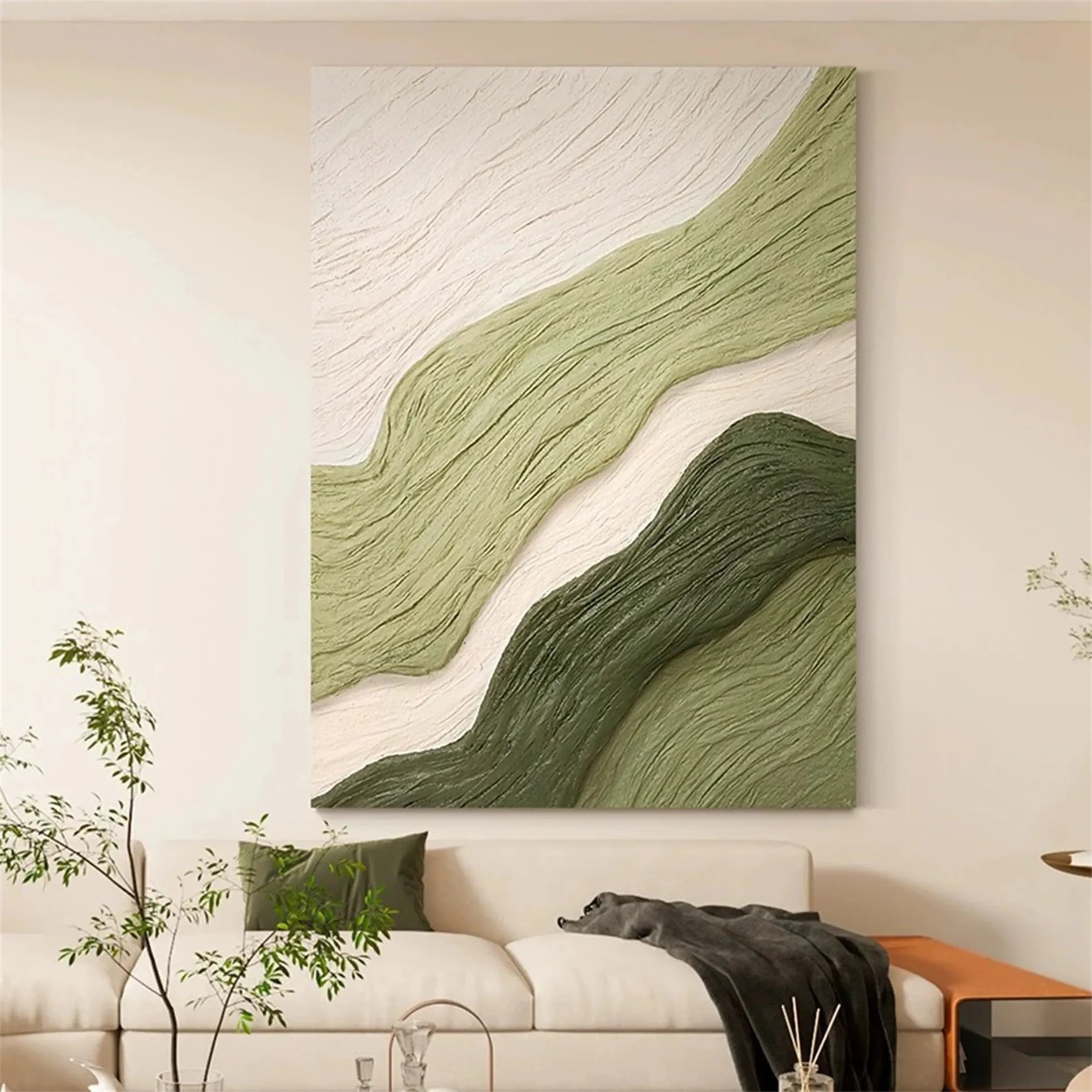Green Textured Minimalist Wall Art #GT026