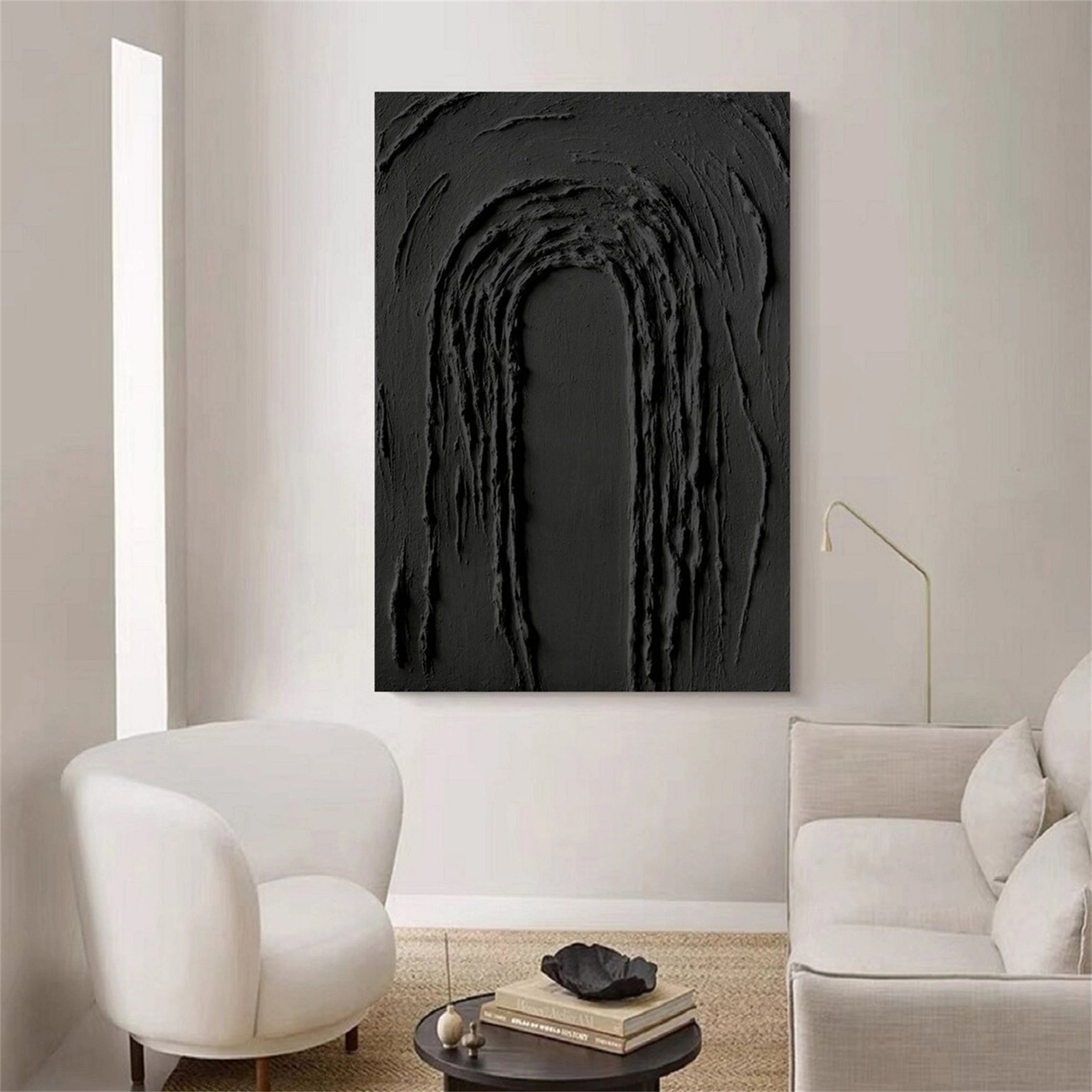 Black Textured Minimalist Wall Art #BT039