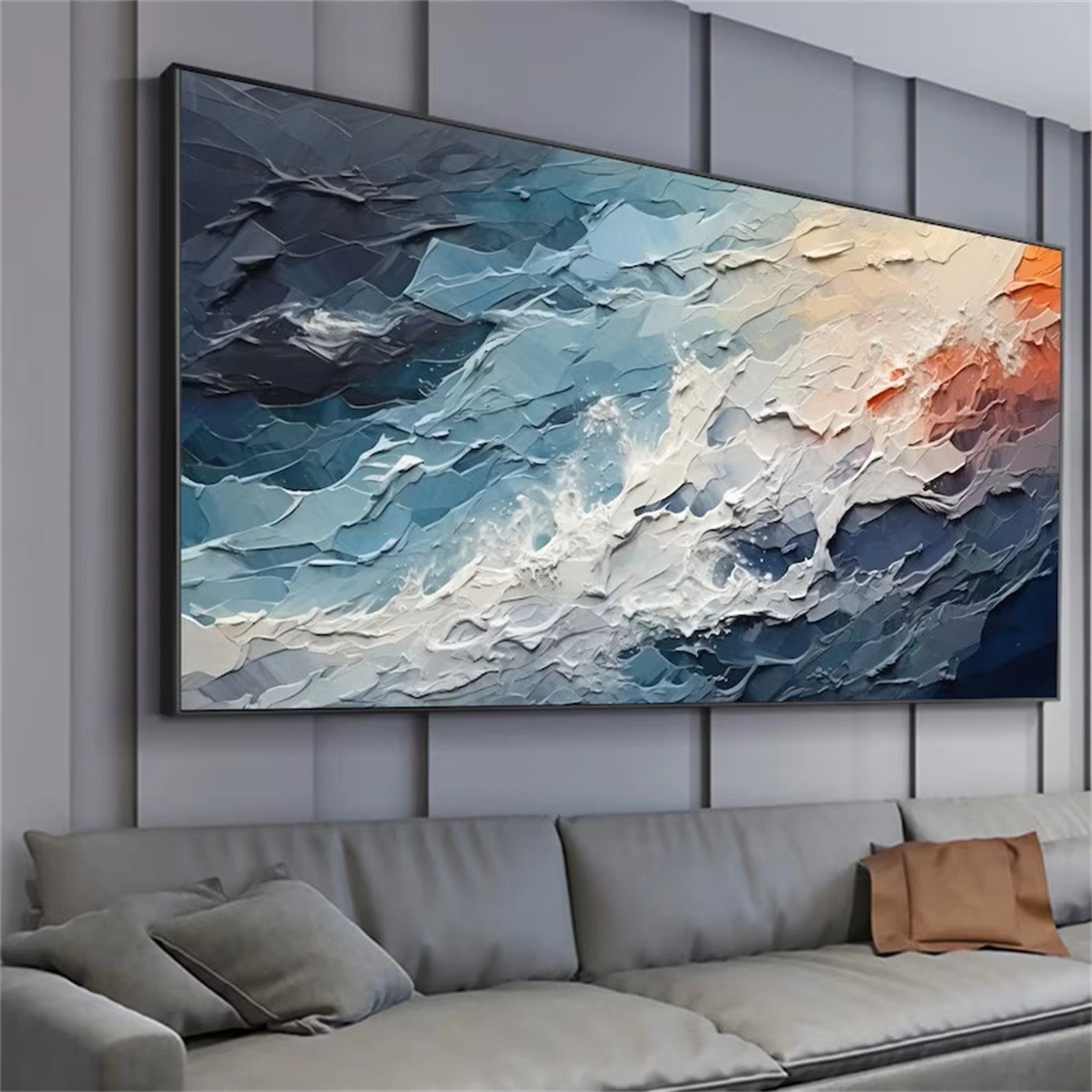 Blue Textured Minimalist Wall Art #BL010