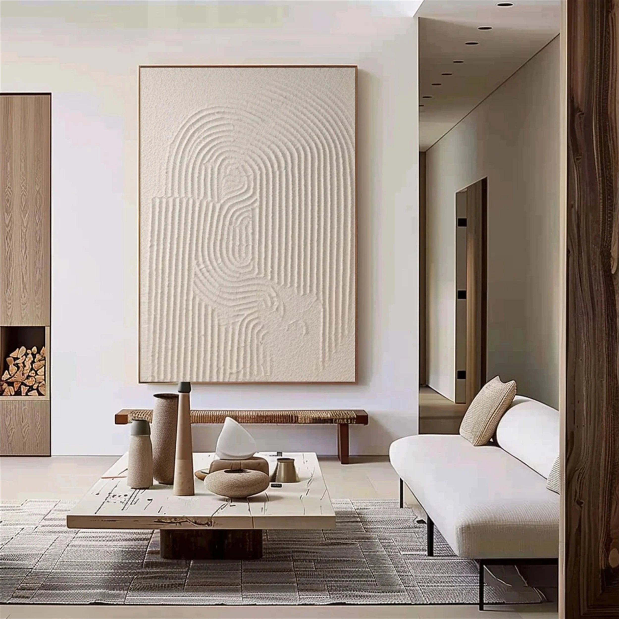 Beige & Brown Textured Minimalist Wall Art #BM026