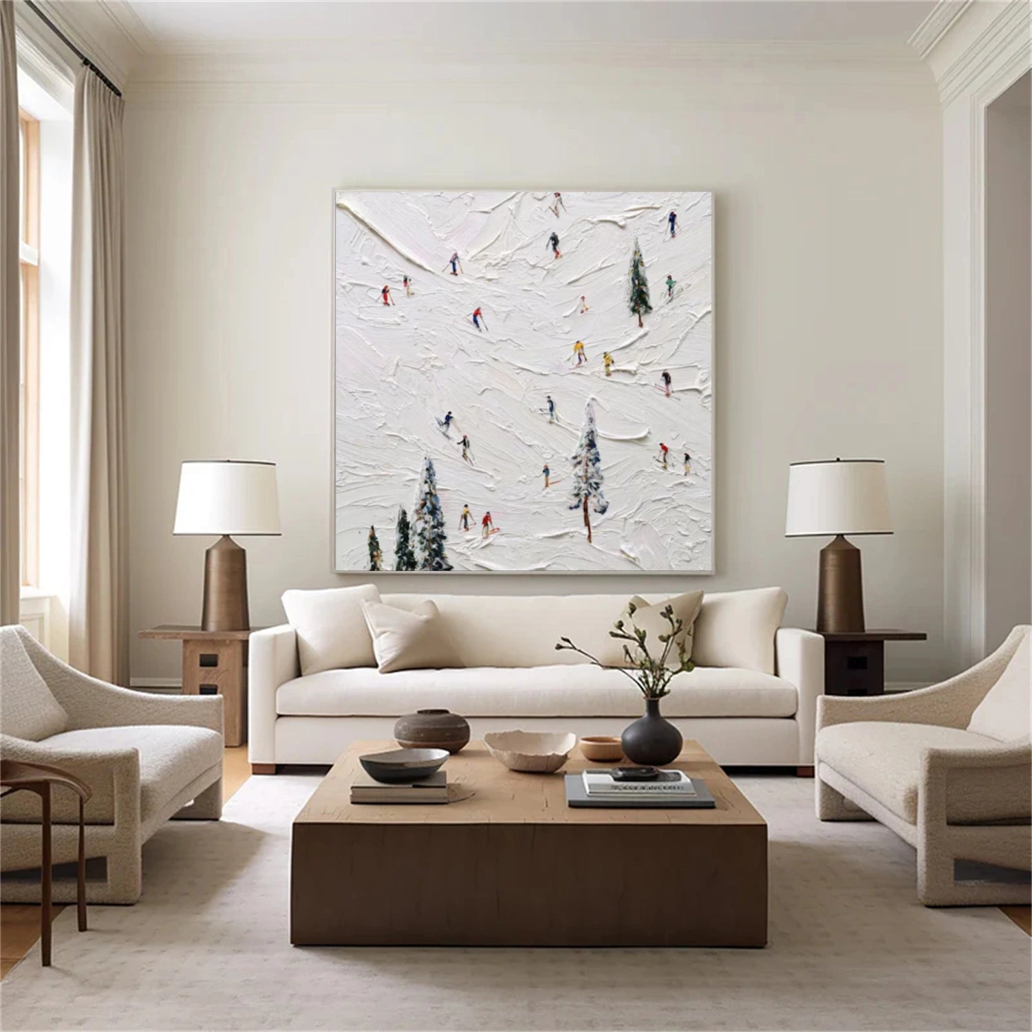 Skiing Sport Textured Wall Art #BA019