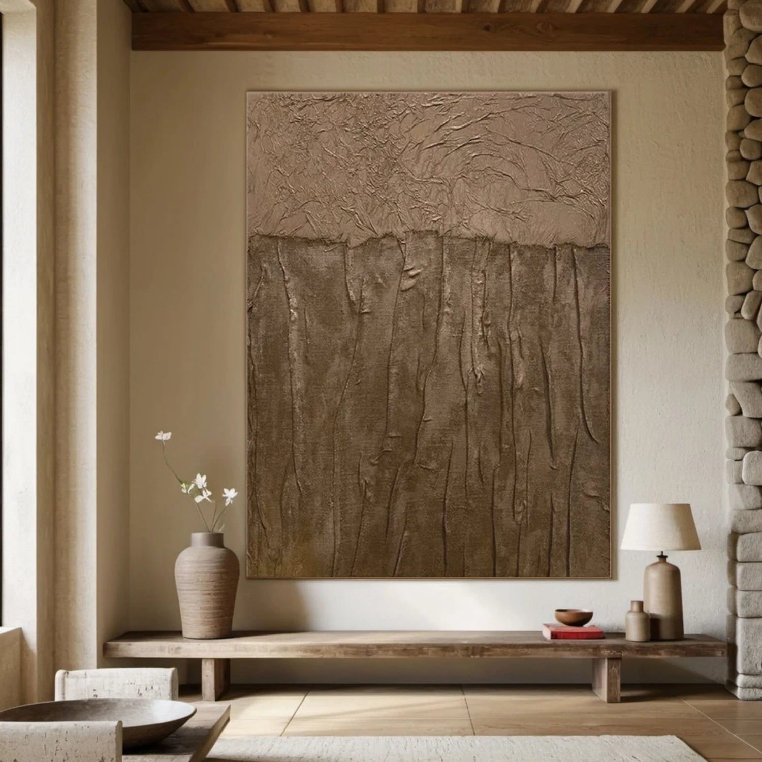 Brown Abstract Textured Wall Art #AW174