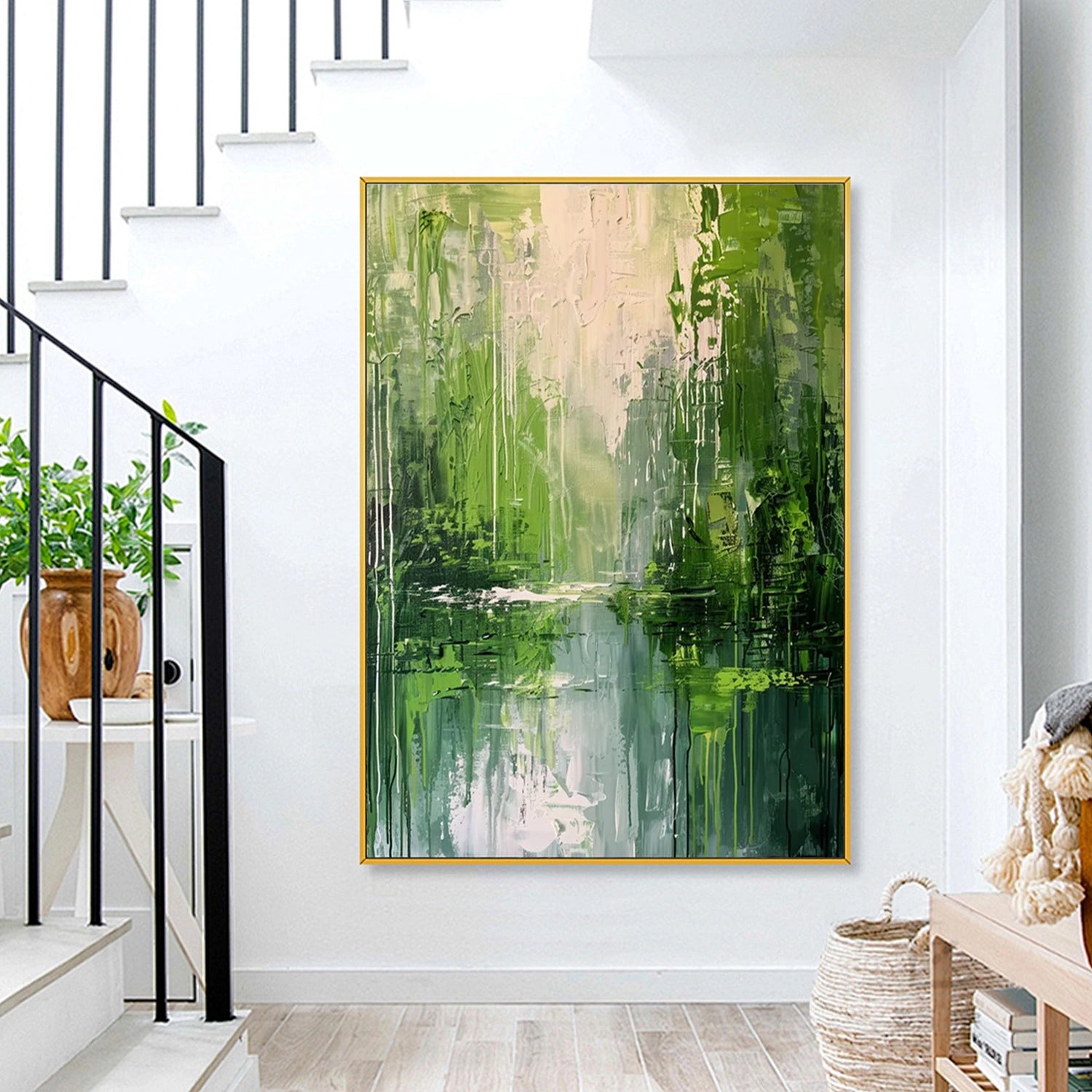 Green Tree And Flower Painting #TF082