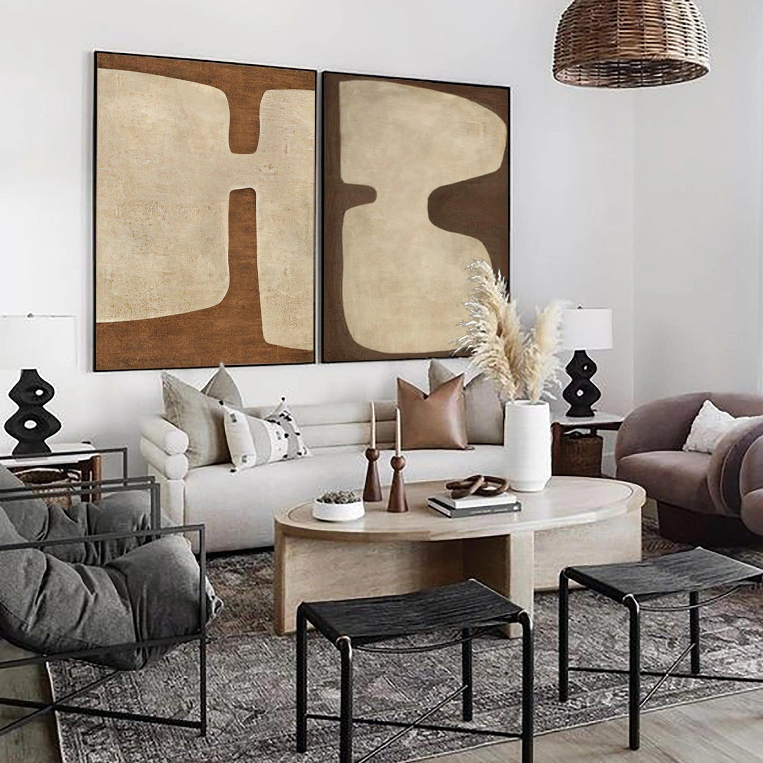 Wabi Sabi Abstract Wall Art Set of 2 #WA035