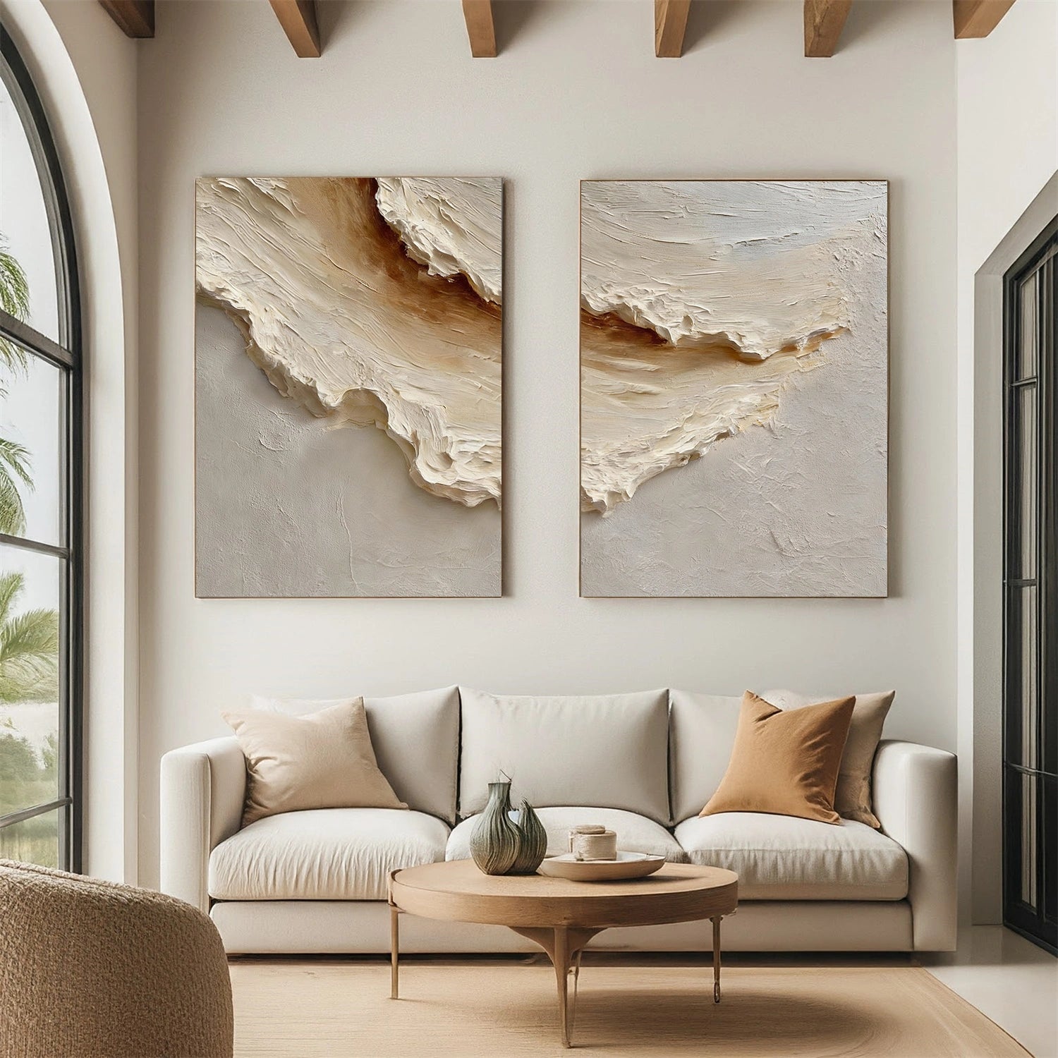 Sky And Ocean Abstract Textured Wall Art Set of 2 #SO371