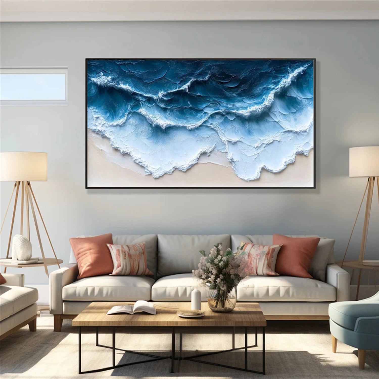 Sky And Ocean Abstract Textured Wall Art #SO377