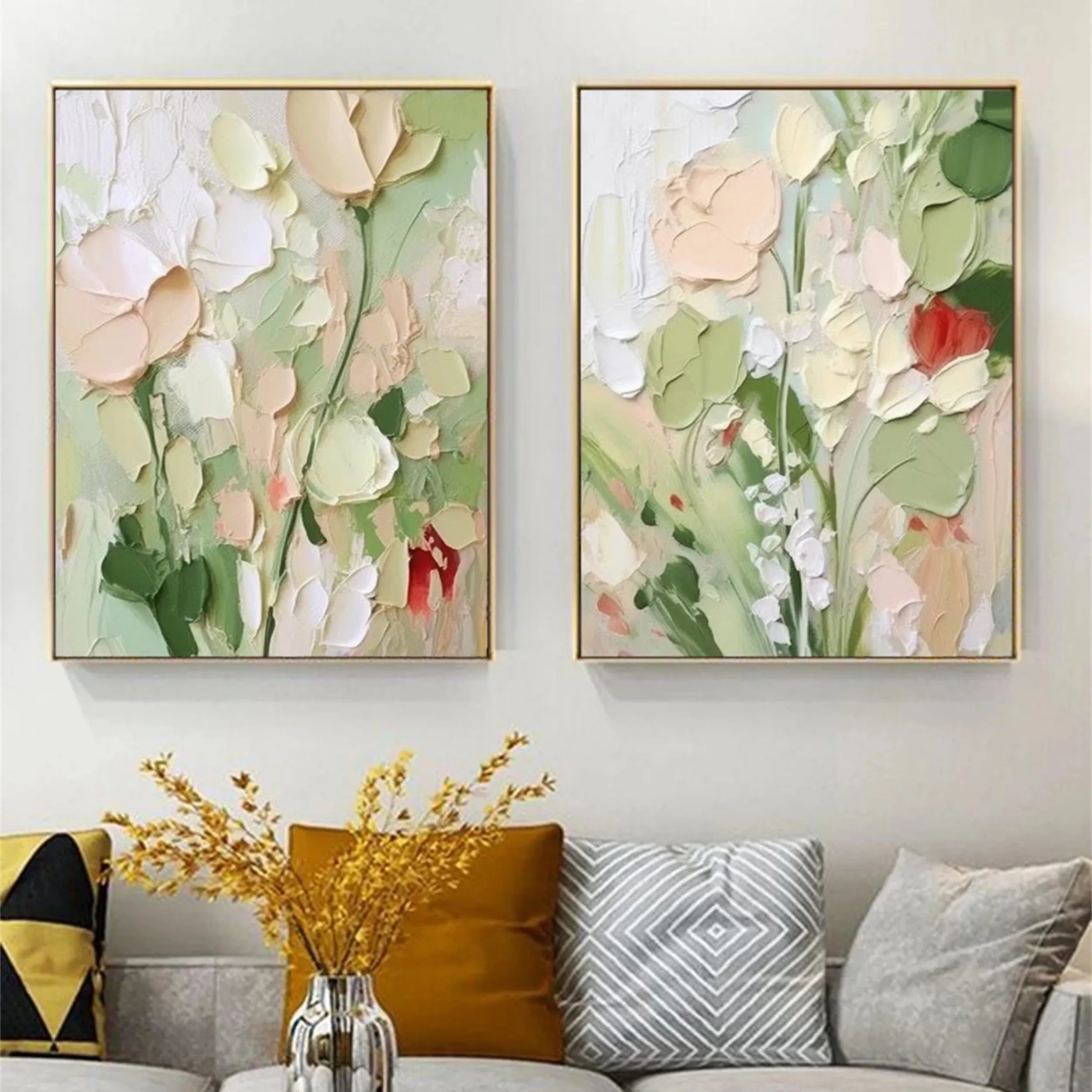 Colorful Tree And Flower Painting Set of 2 #TF054