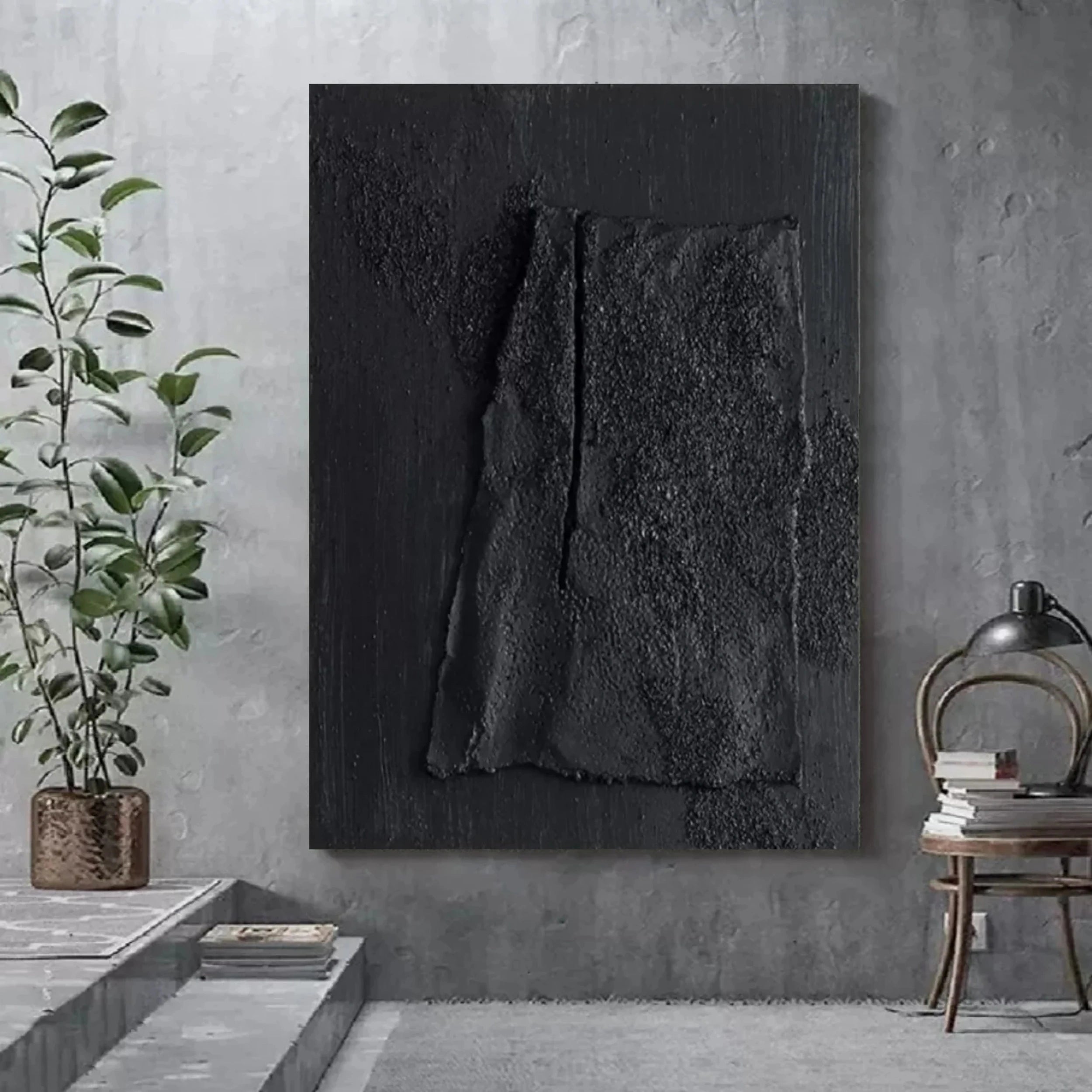 Black Textured Minimalist Wall Art #BT034
