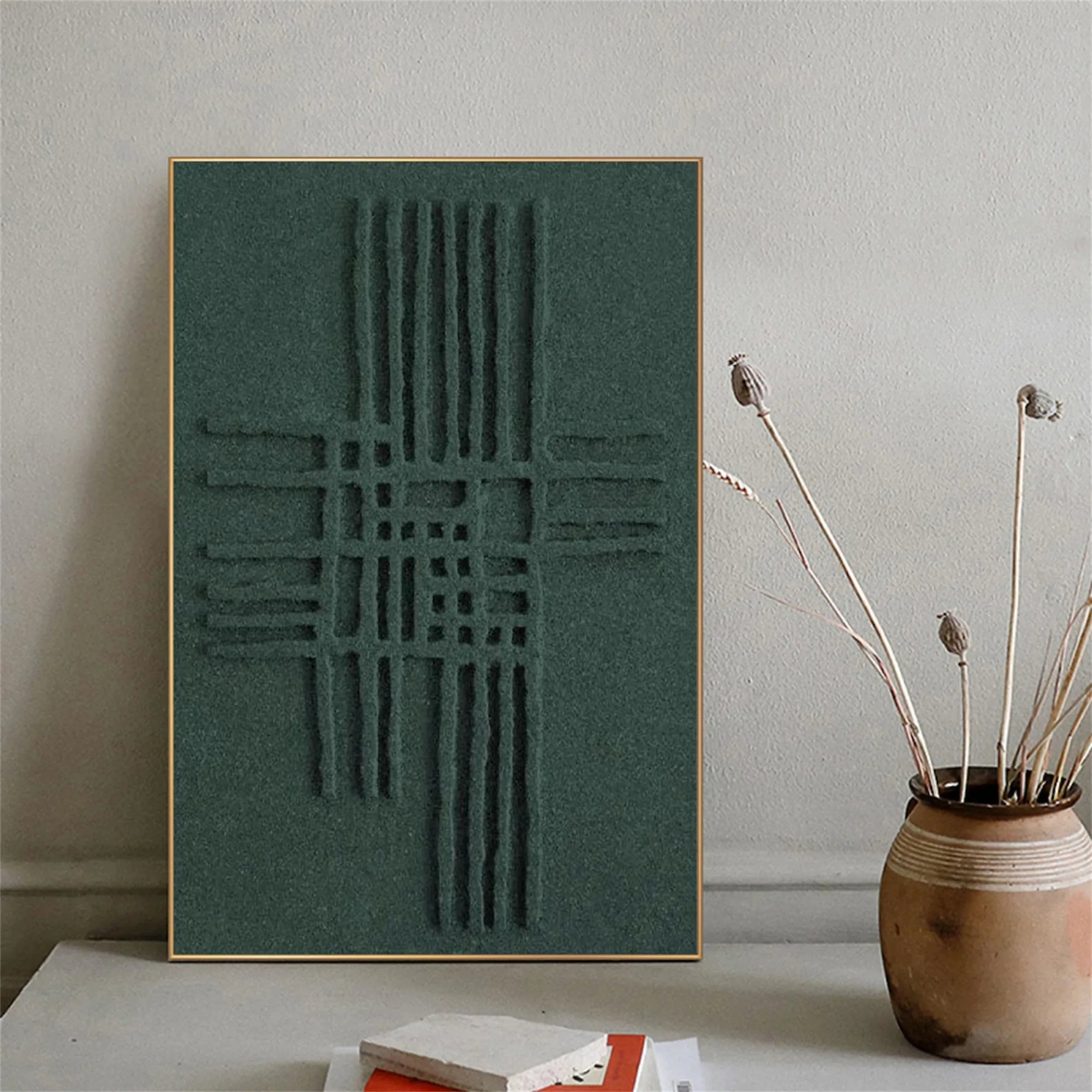 Green Textured Minimalist Wall Art #GT028