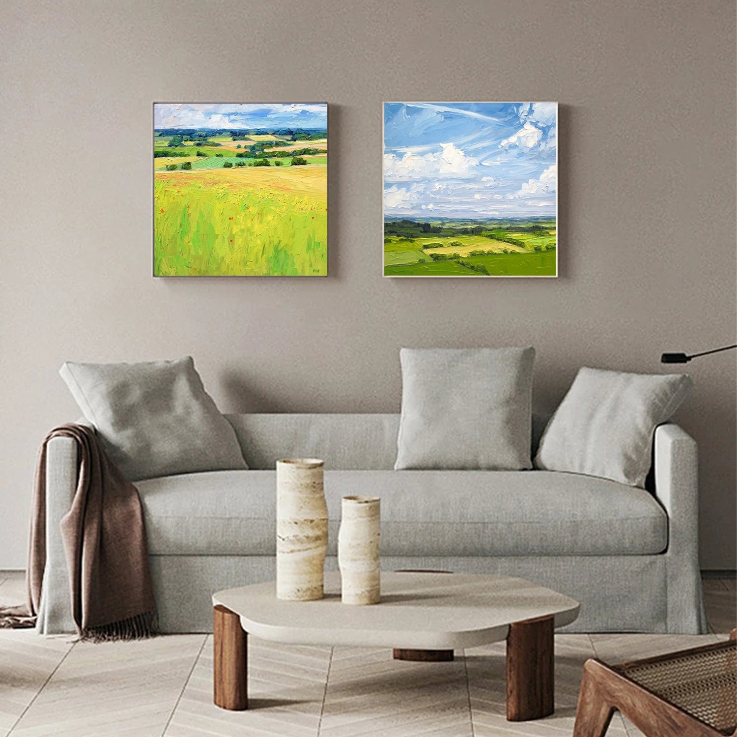 Tree And Flower Abstract Textured Wall Art Set of 2 #TF127