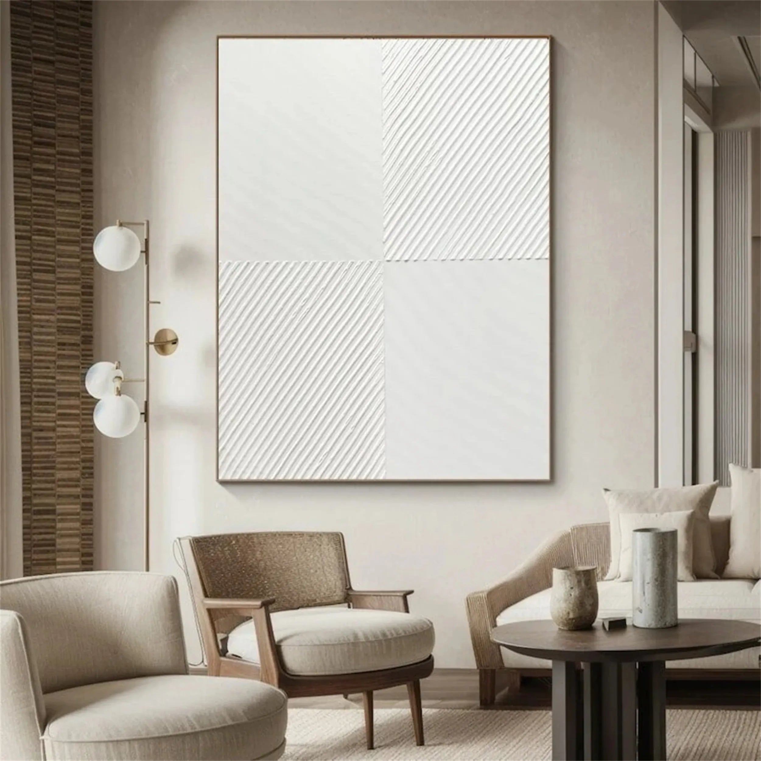 White Textured Minimalist Wall Art #WT103