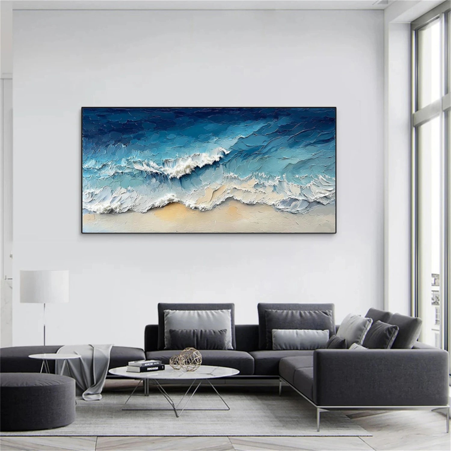 Sky And Ocean Abstract Textured Wall Art #SO376