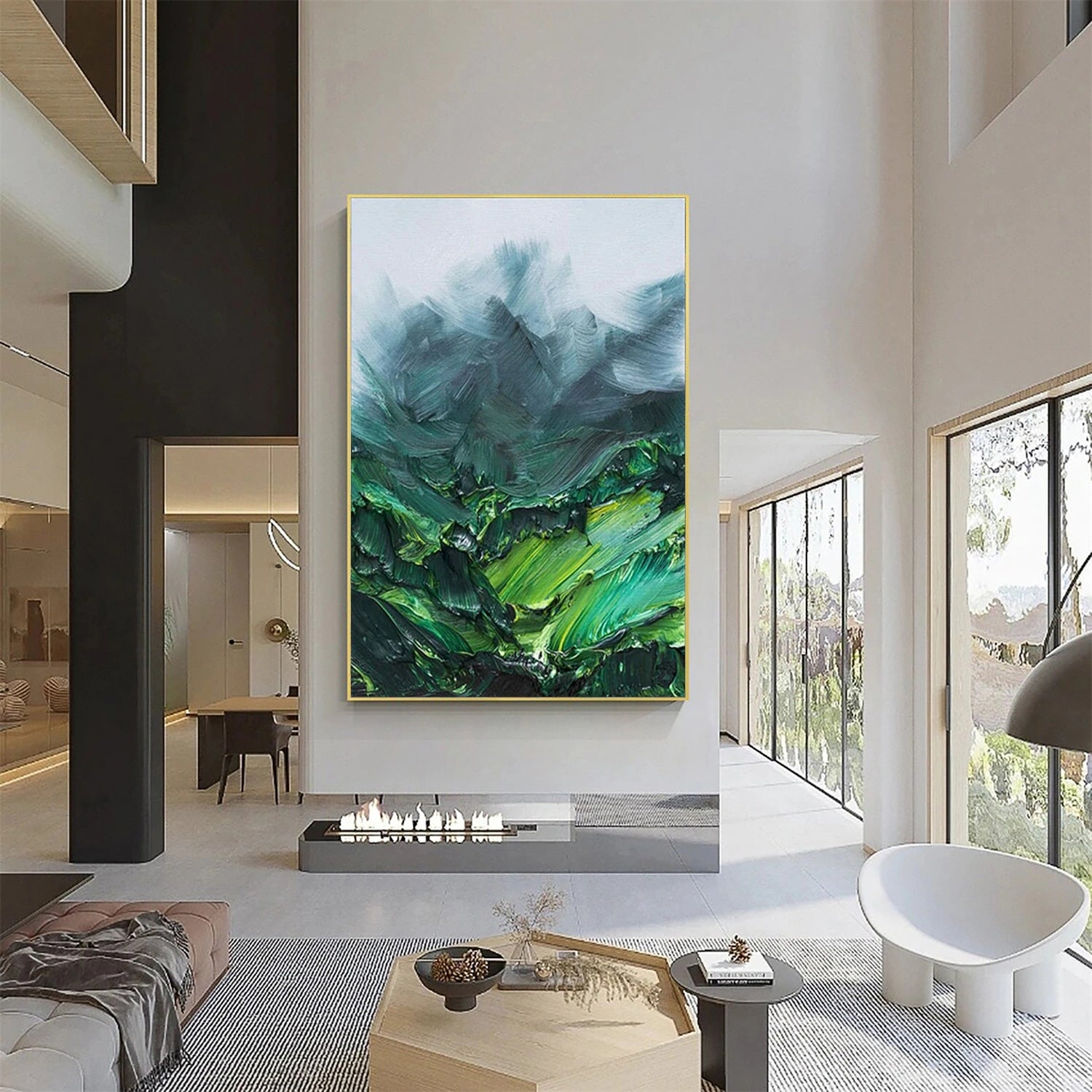 Green Textured Abstract Wall Art #AW091