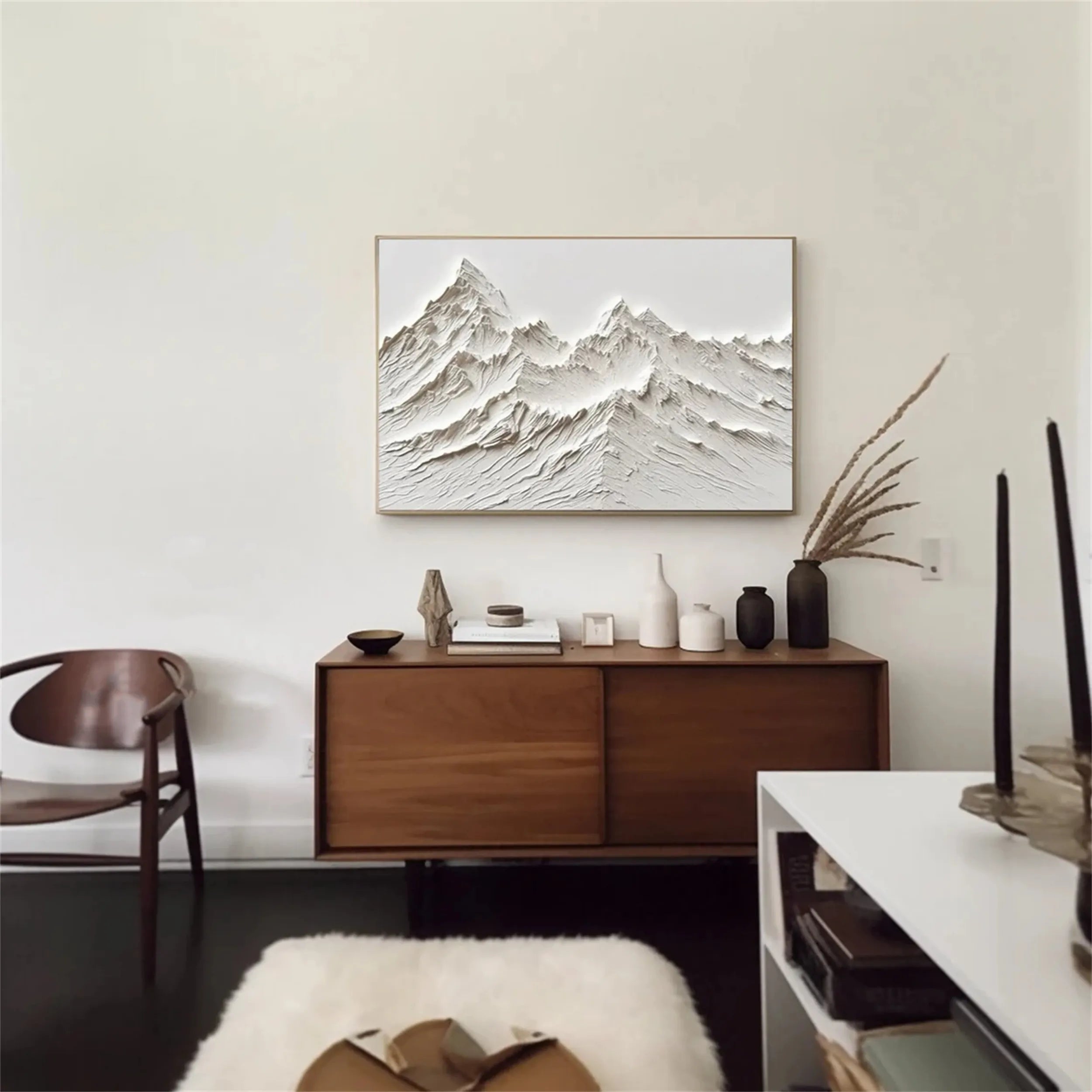 White Textured Minimalist Wall Art #WT117