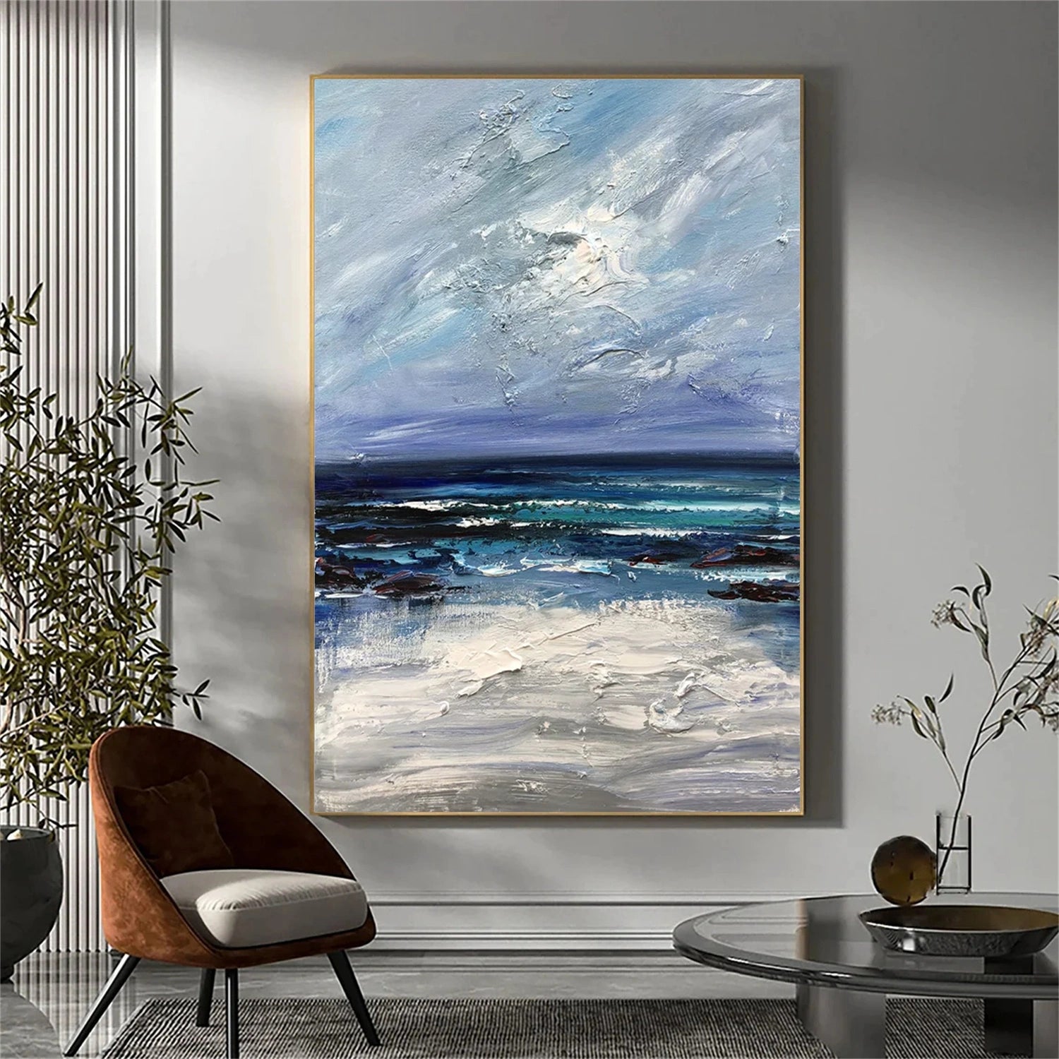 Sky And Ocean Abstract Textured Wall Art #SO253