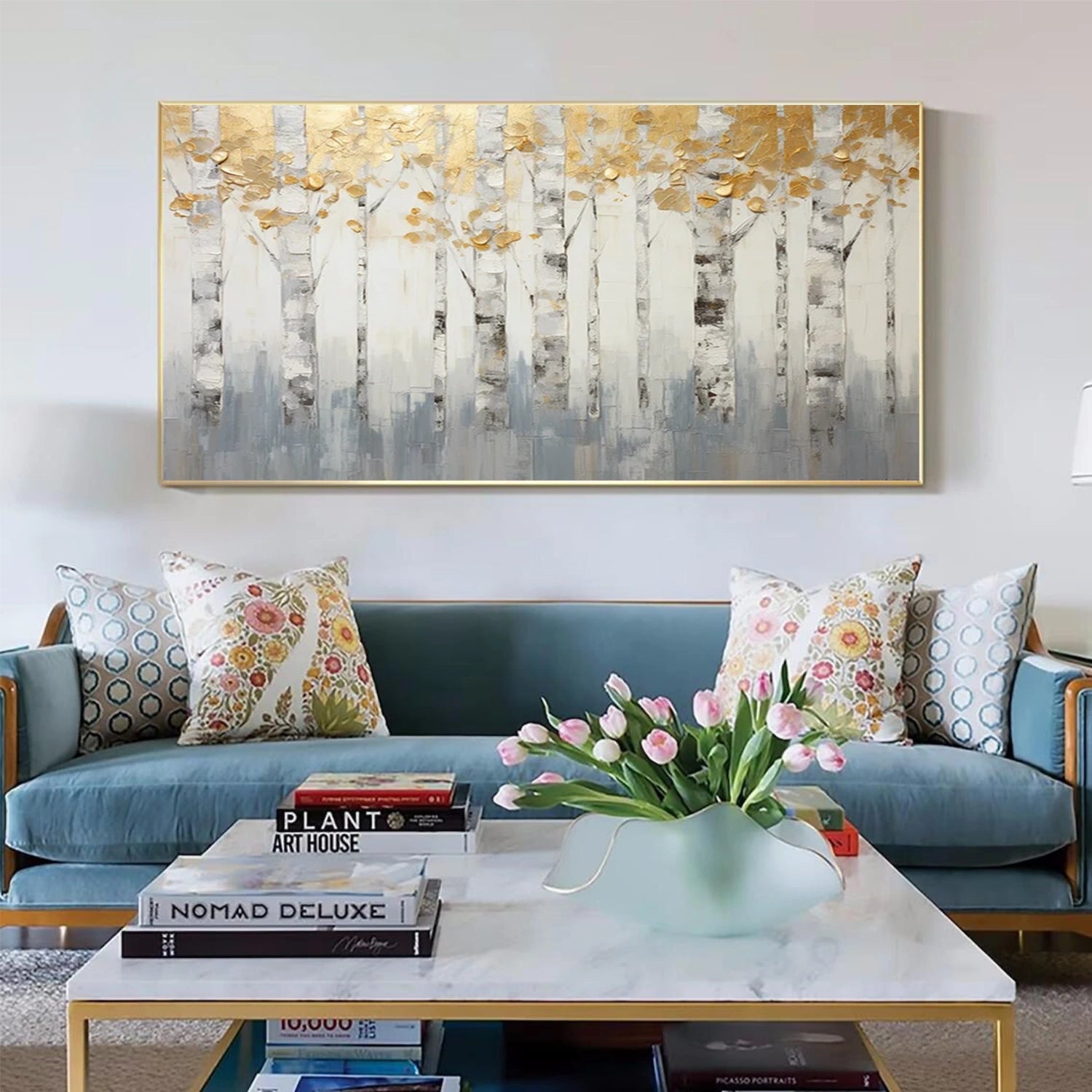 Tree And Flower Abstract Textured Wall Art #TF126