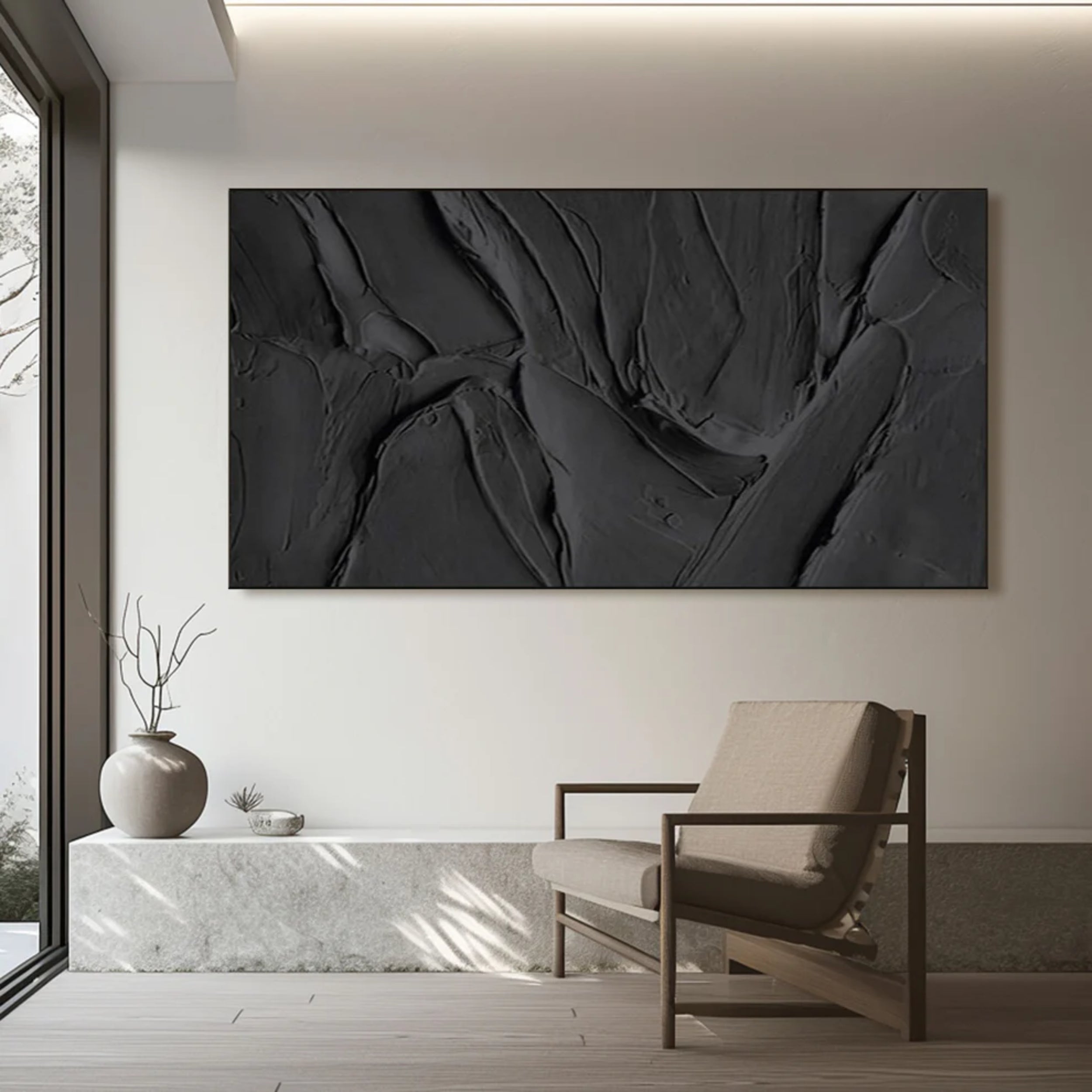 Black Textured Minimalist Wall Art #BT003