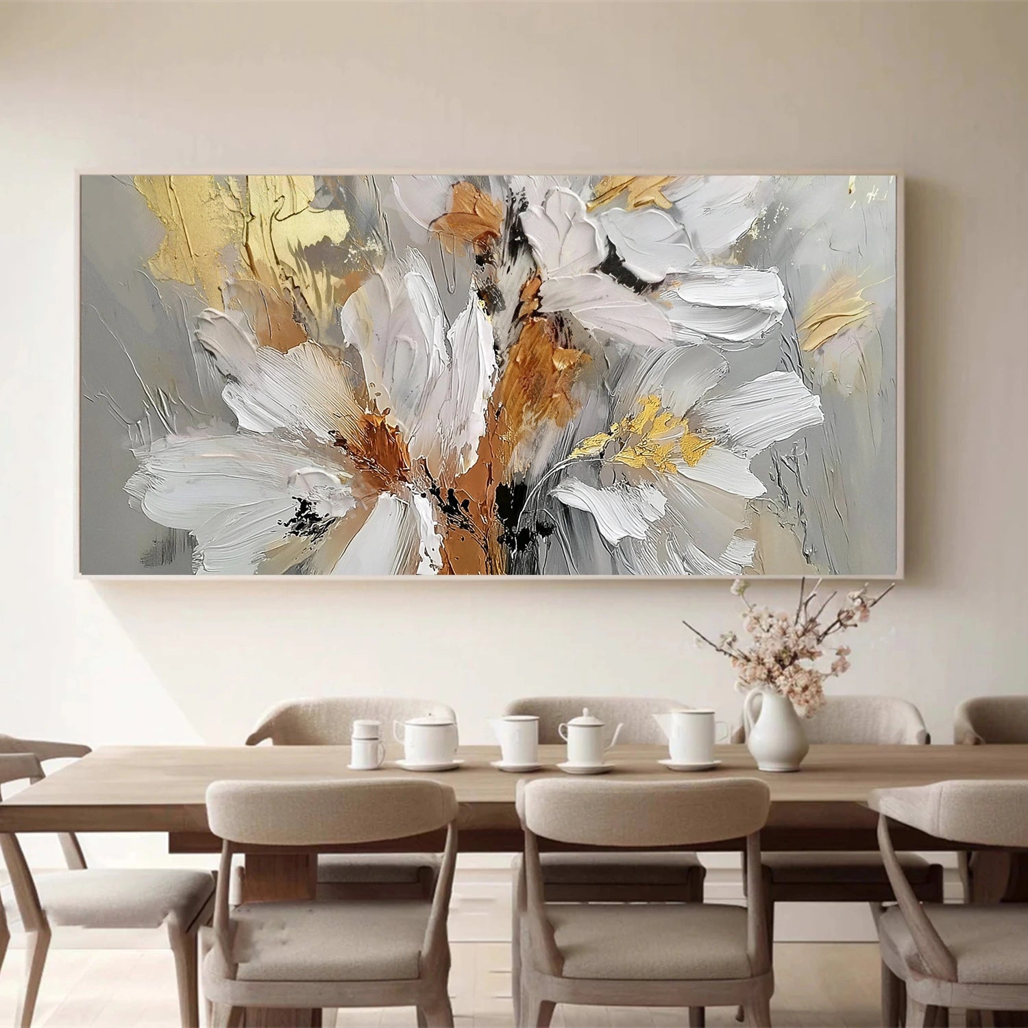 Tree And Flower Abstract Textured Wall Art #TF186