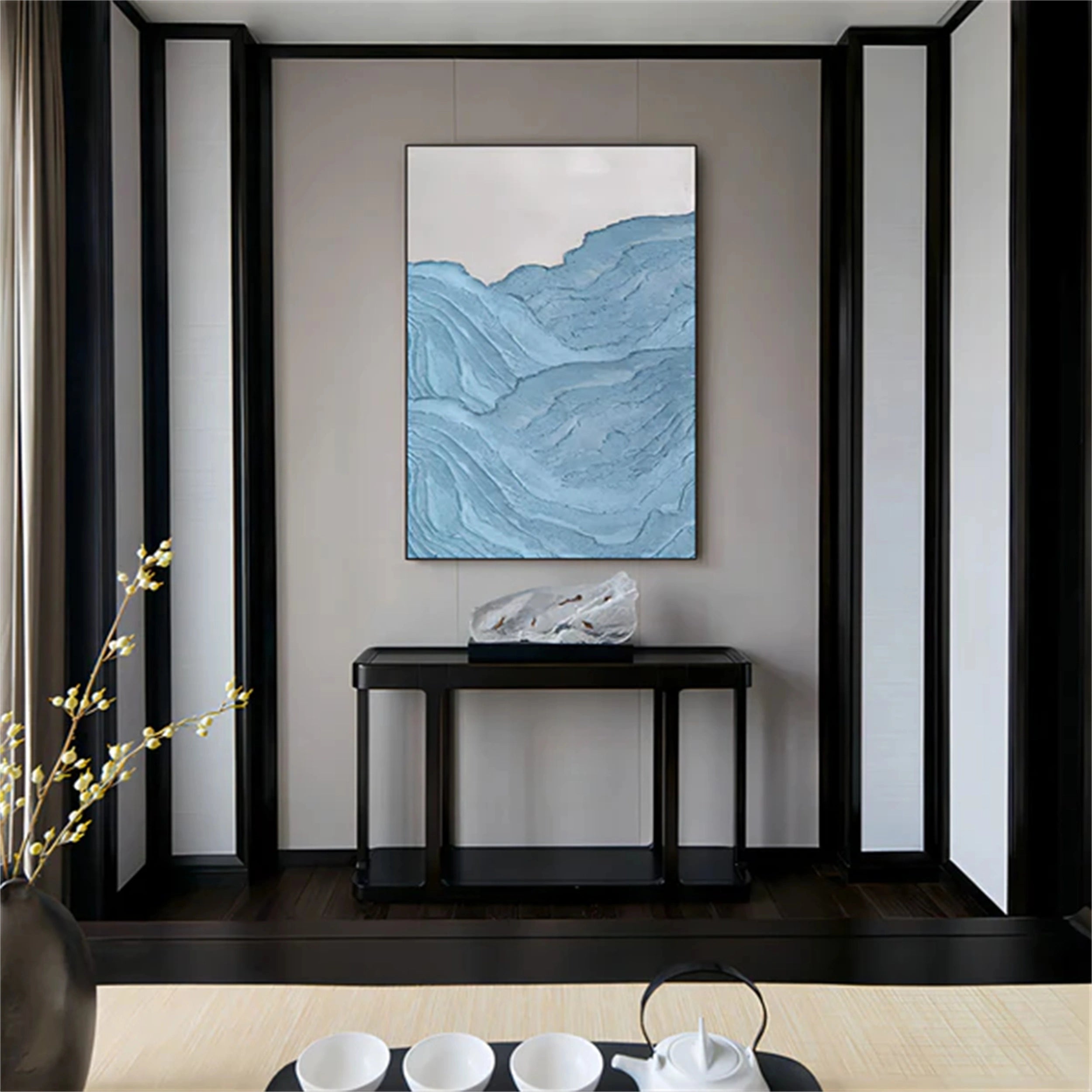 Blue Textured Minimalist Wall Art #BL018