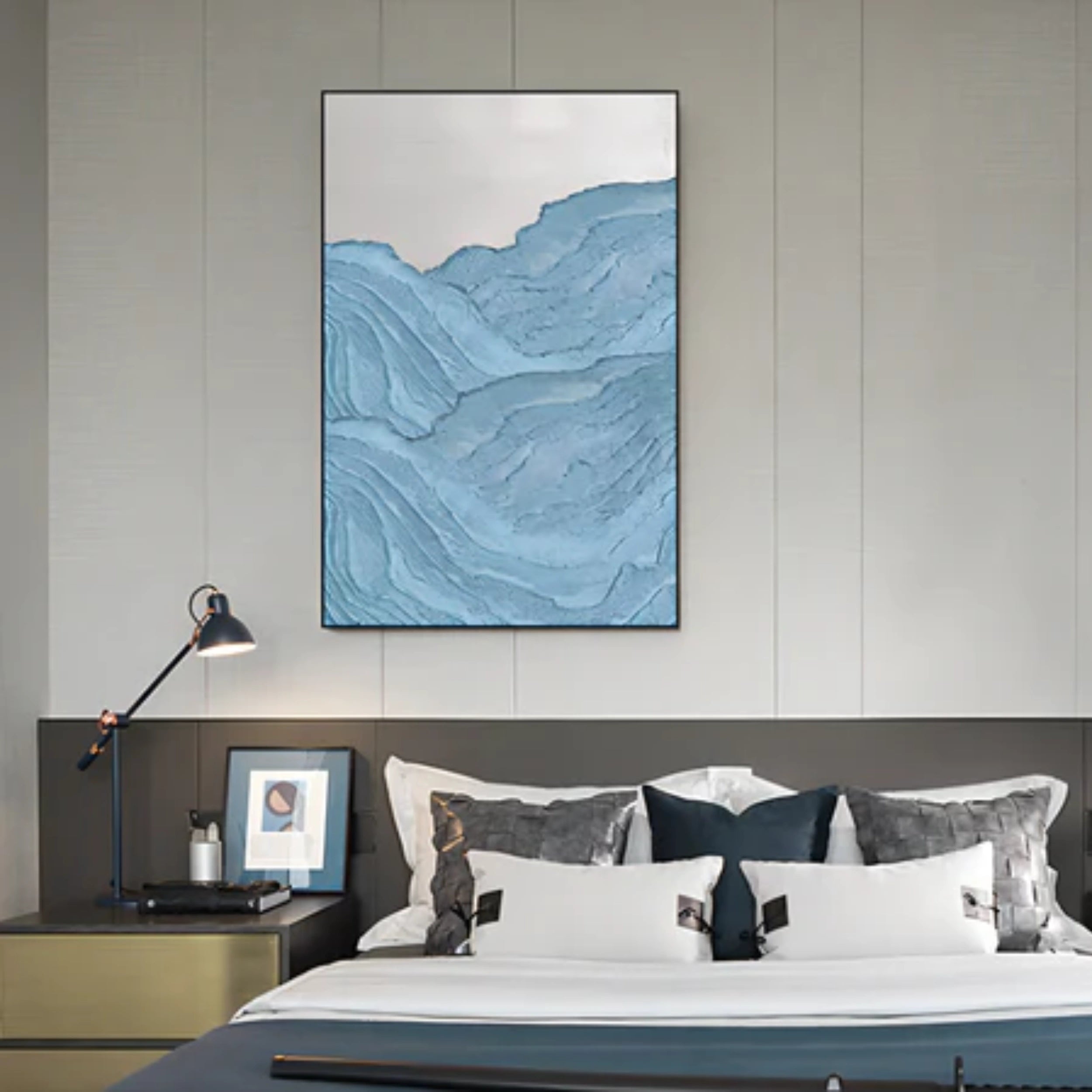 Blue Textured Minimalist Wall Art #BL018