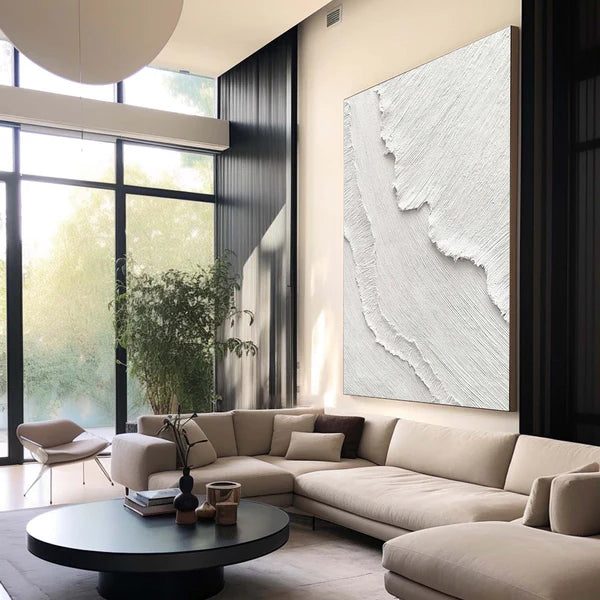 White Textured Minimalist Wall Art #WT044