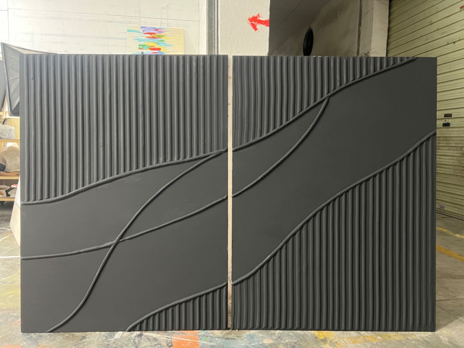 Black Textured Minimalist Wall Art Set of 2 #BT005