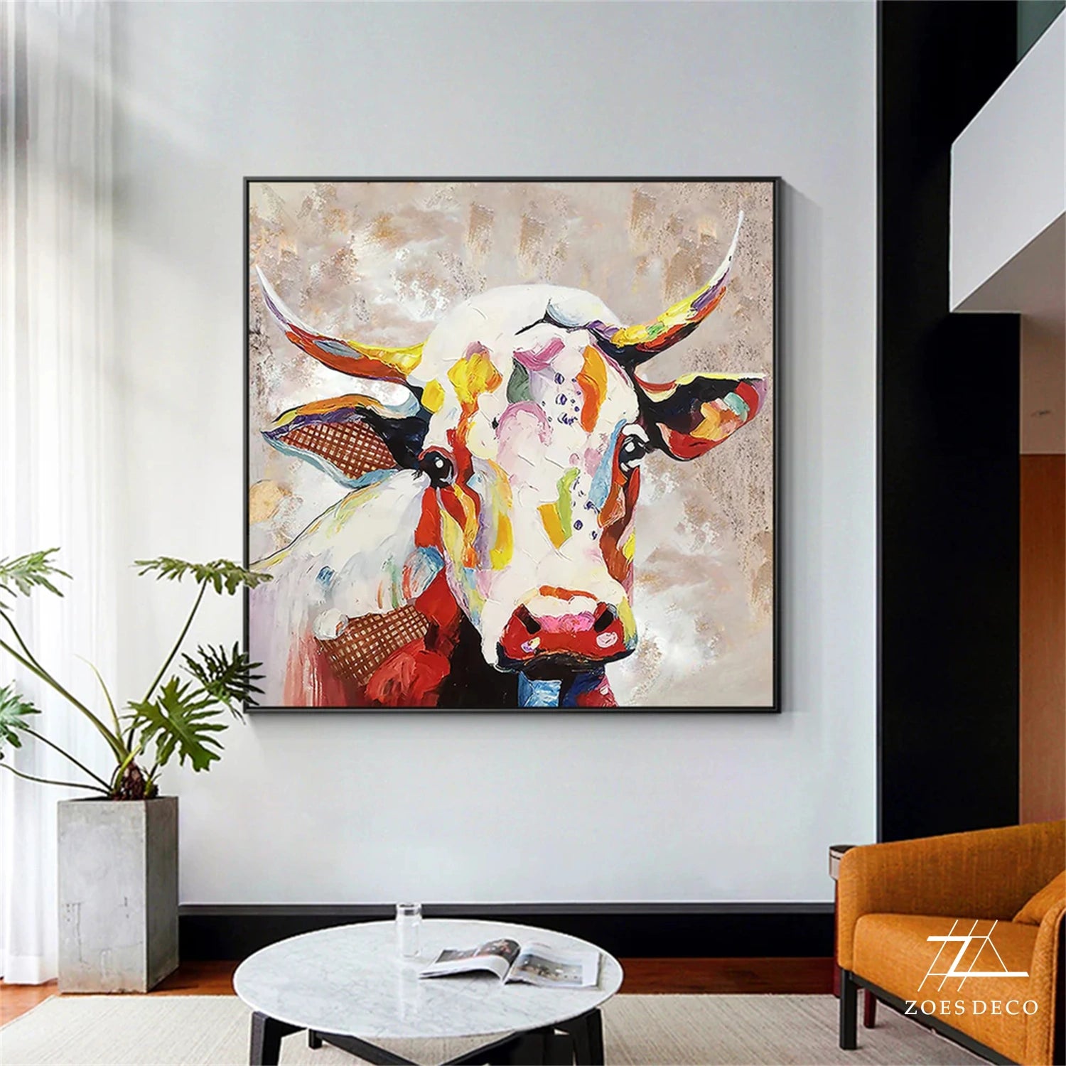 Abstract Animal Art Cow Texture Wall Art #AT007