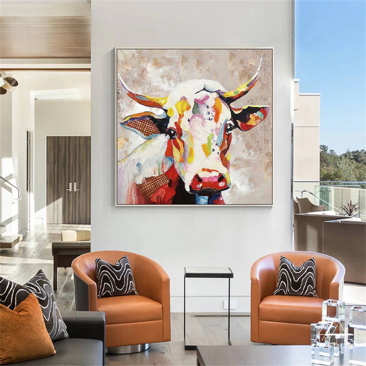 Abstract Animal Art Cow Texture Wall Art #AT007