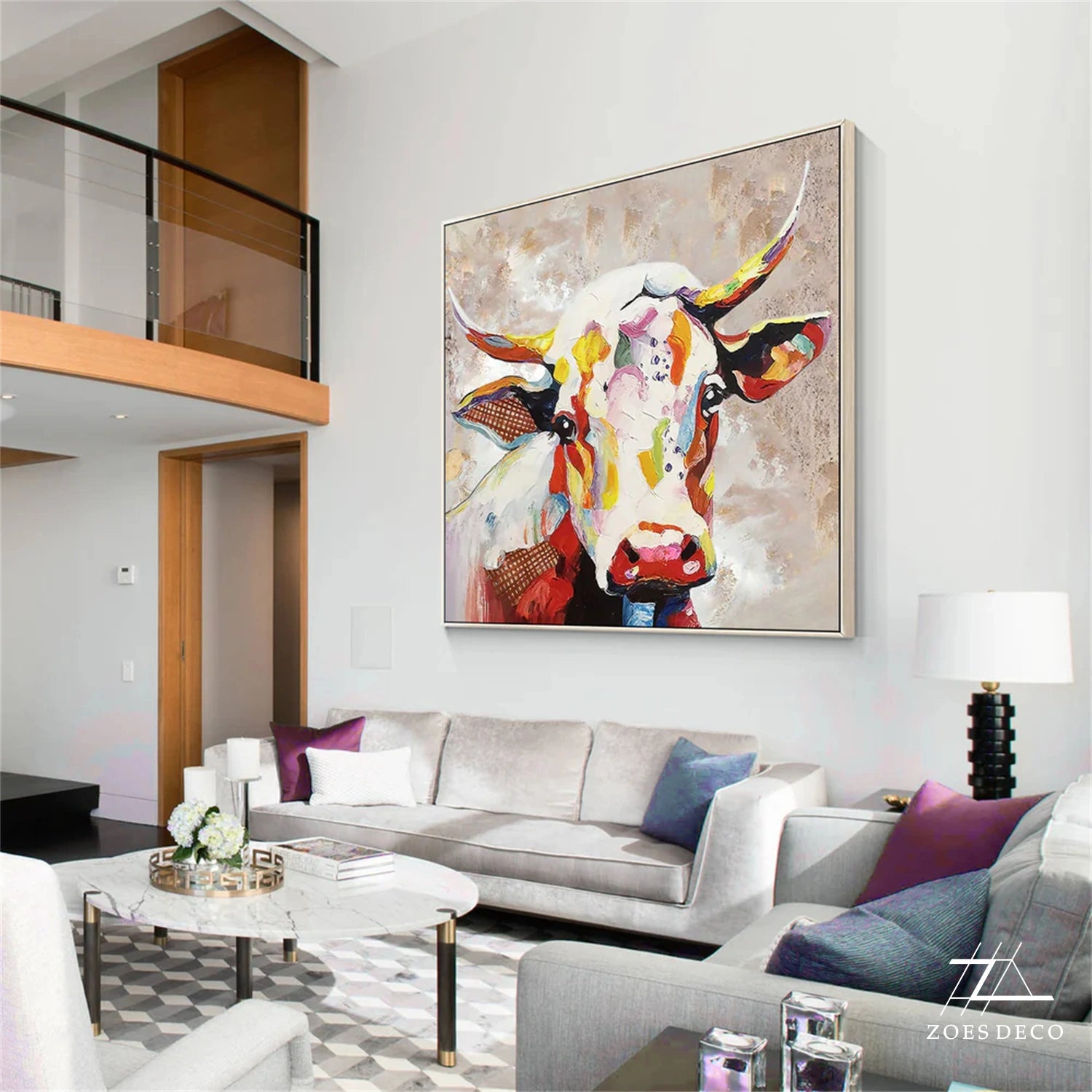 Abstract Animal Art Cow Texture Wall Art #AT007