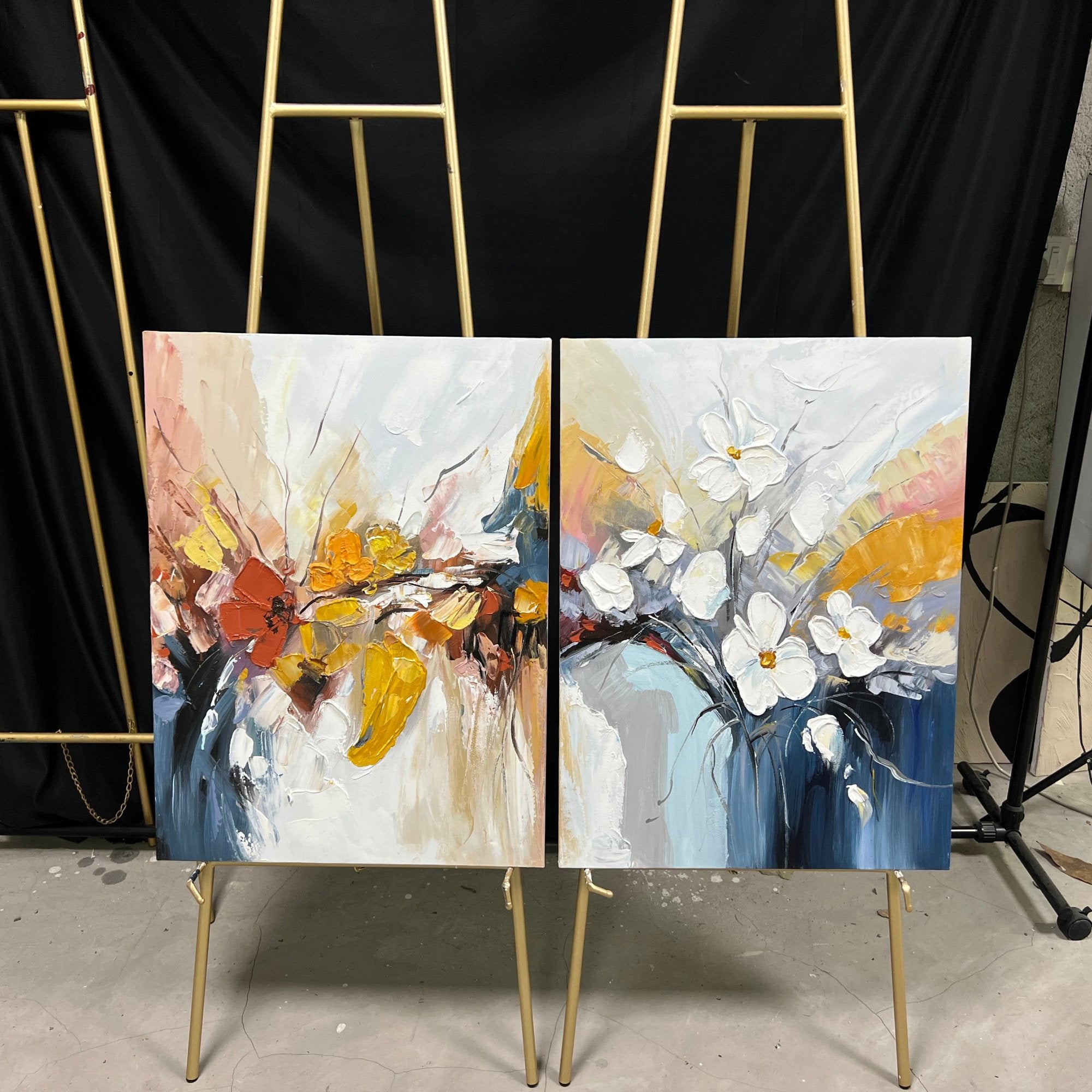 Colorful Tree And Flower Painting Set of 2 #TF013