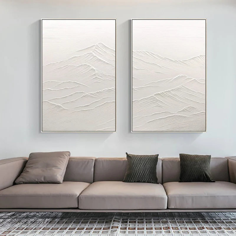 White Textured Minimalist Wall Art Set of 2 #WT003