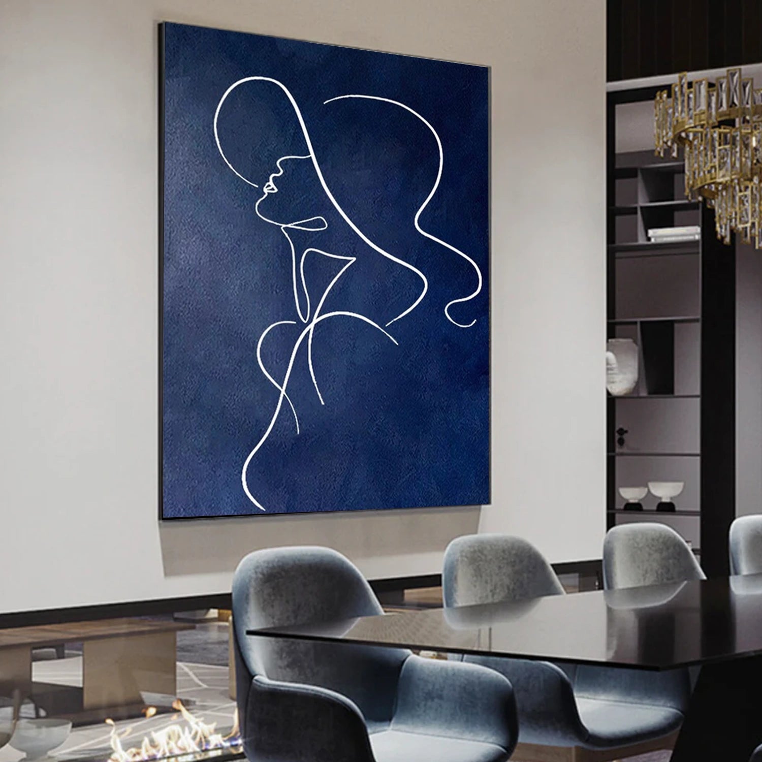 Blue Abstract Portrait Wall Art #WP017