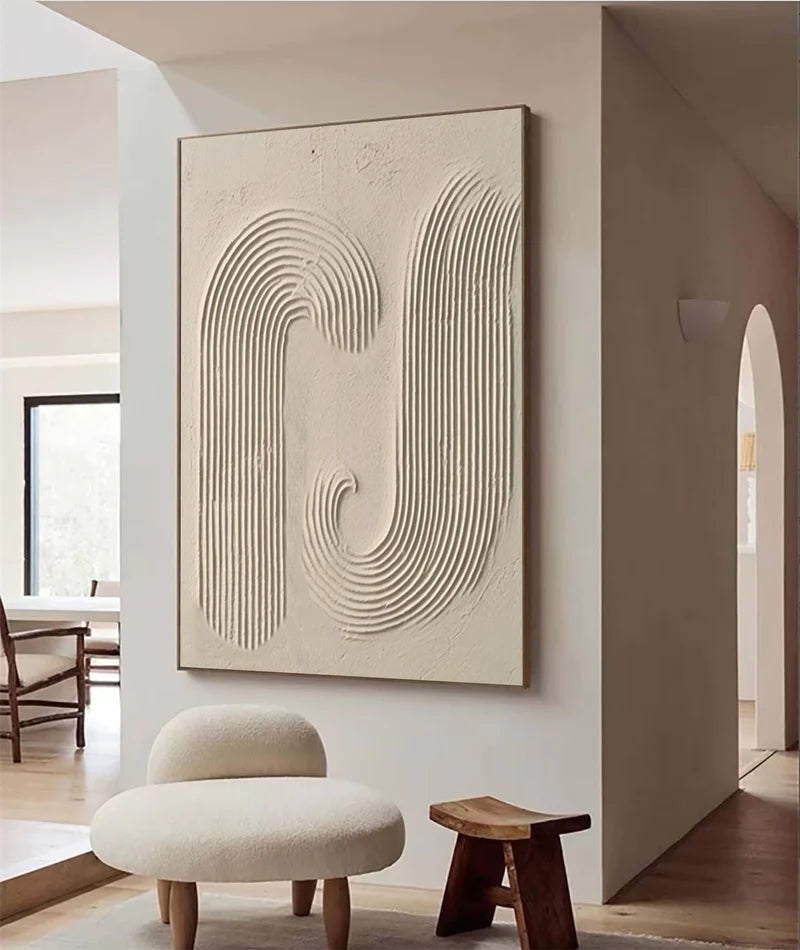 Beige & Brown Textured Minimalist Wall Art #BM006