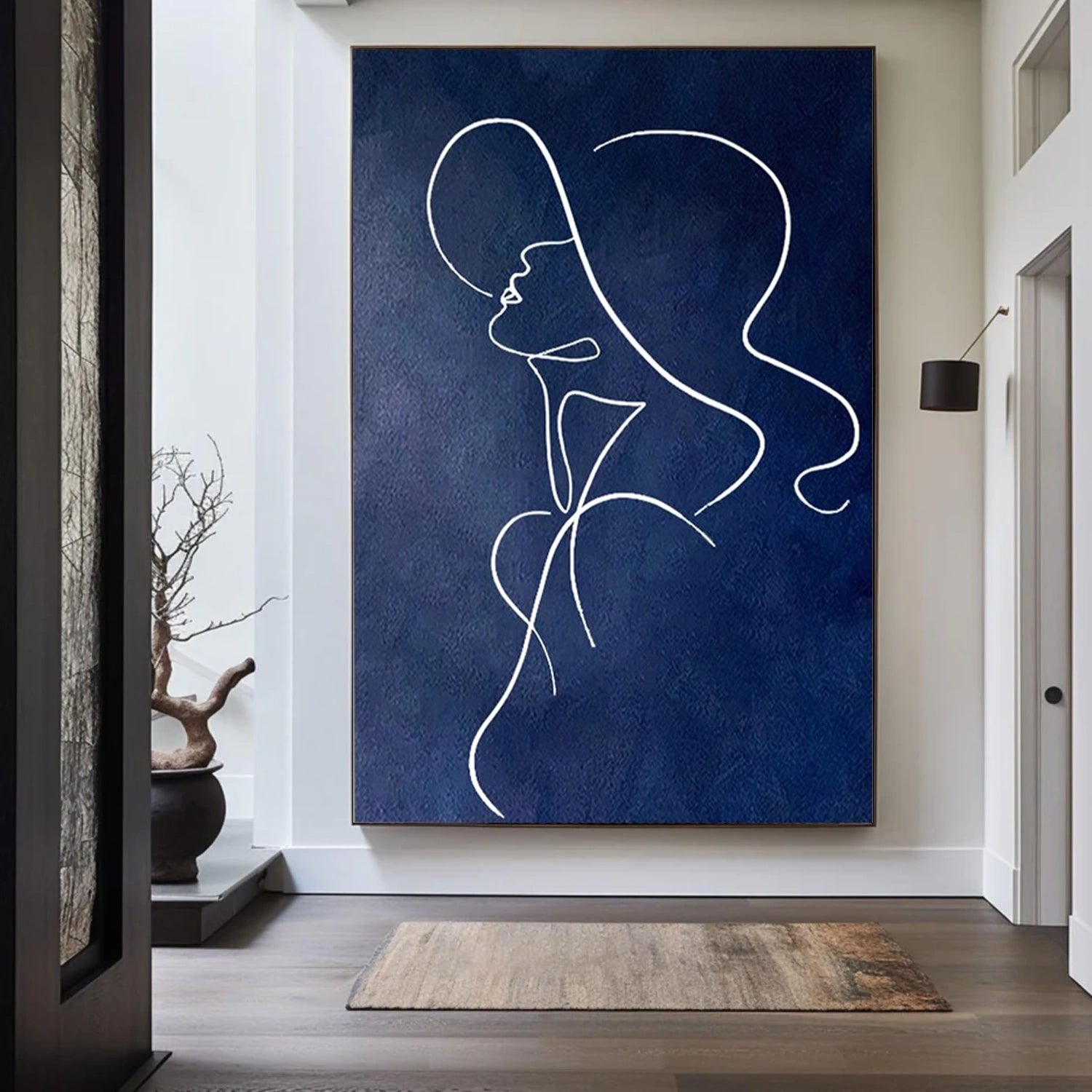 Blue Abstract Portrait Wall Art #WP017