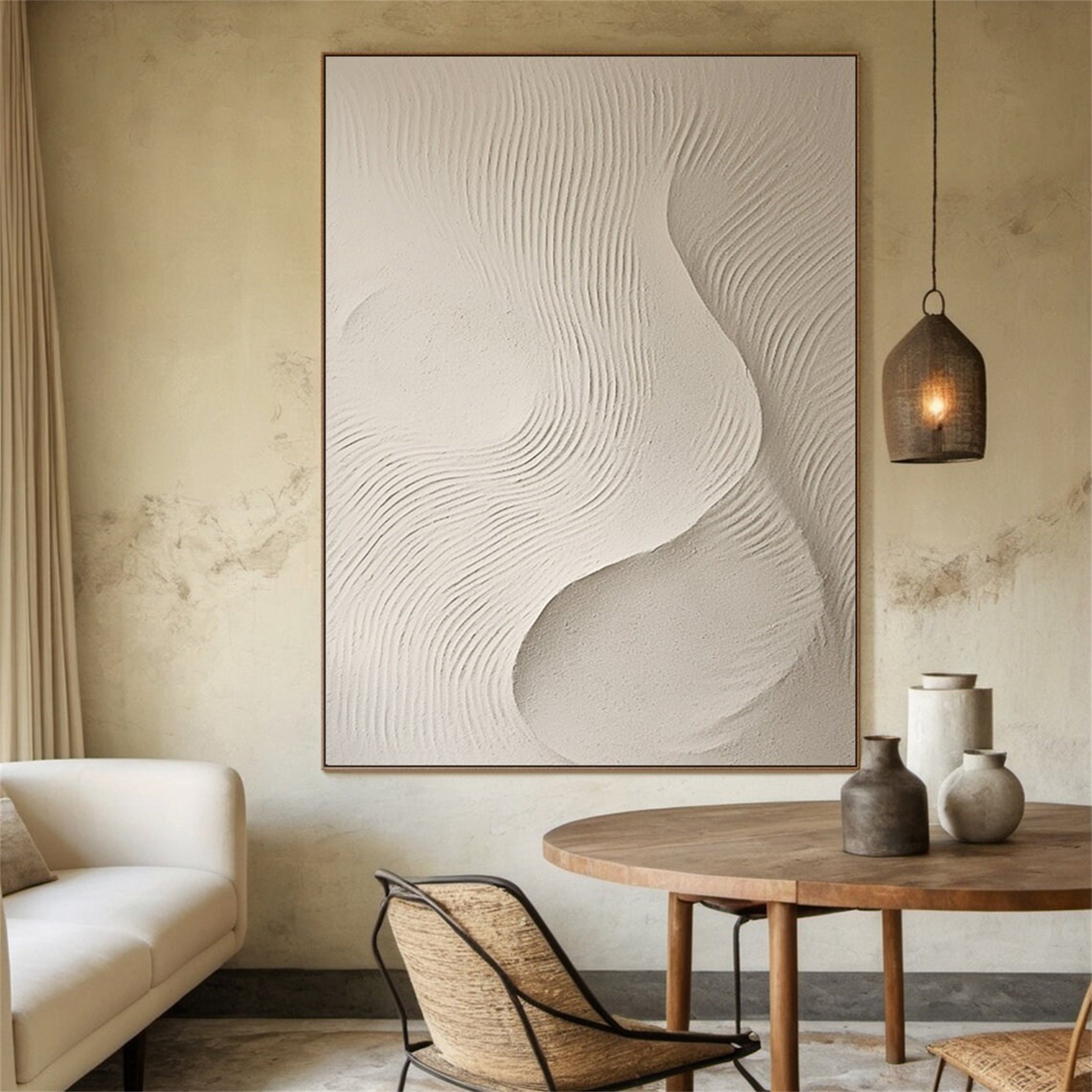 Beige & Brown Textured Minimalist Wall Art #BM046