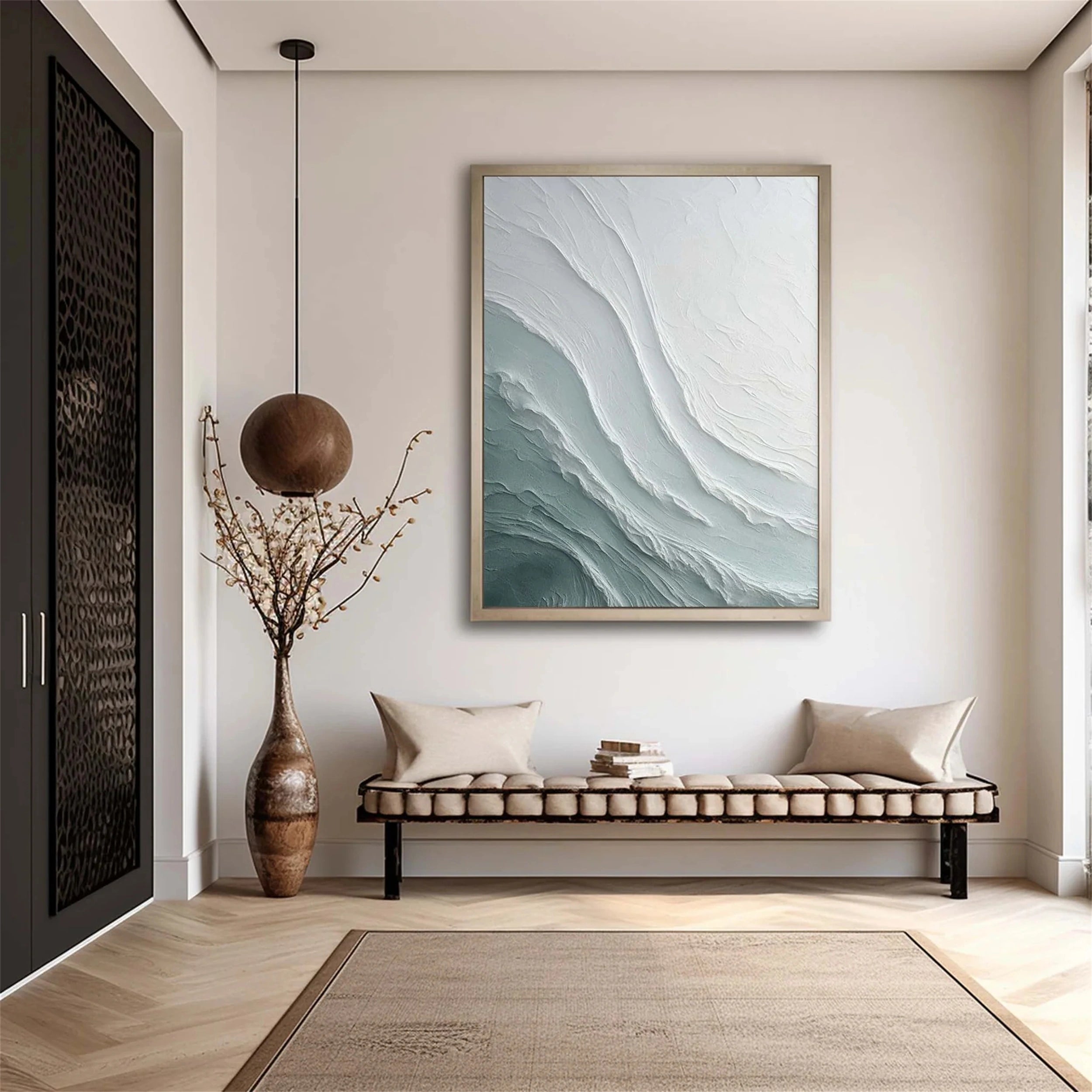 Blue Textured Minimalist Wall Art #BL023