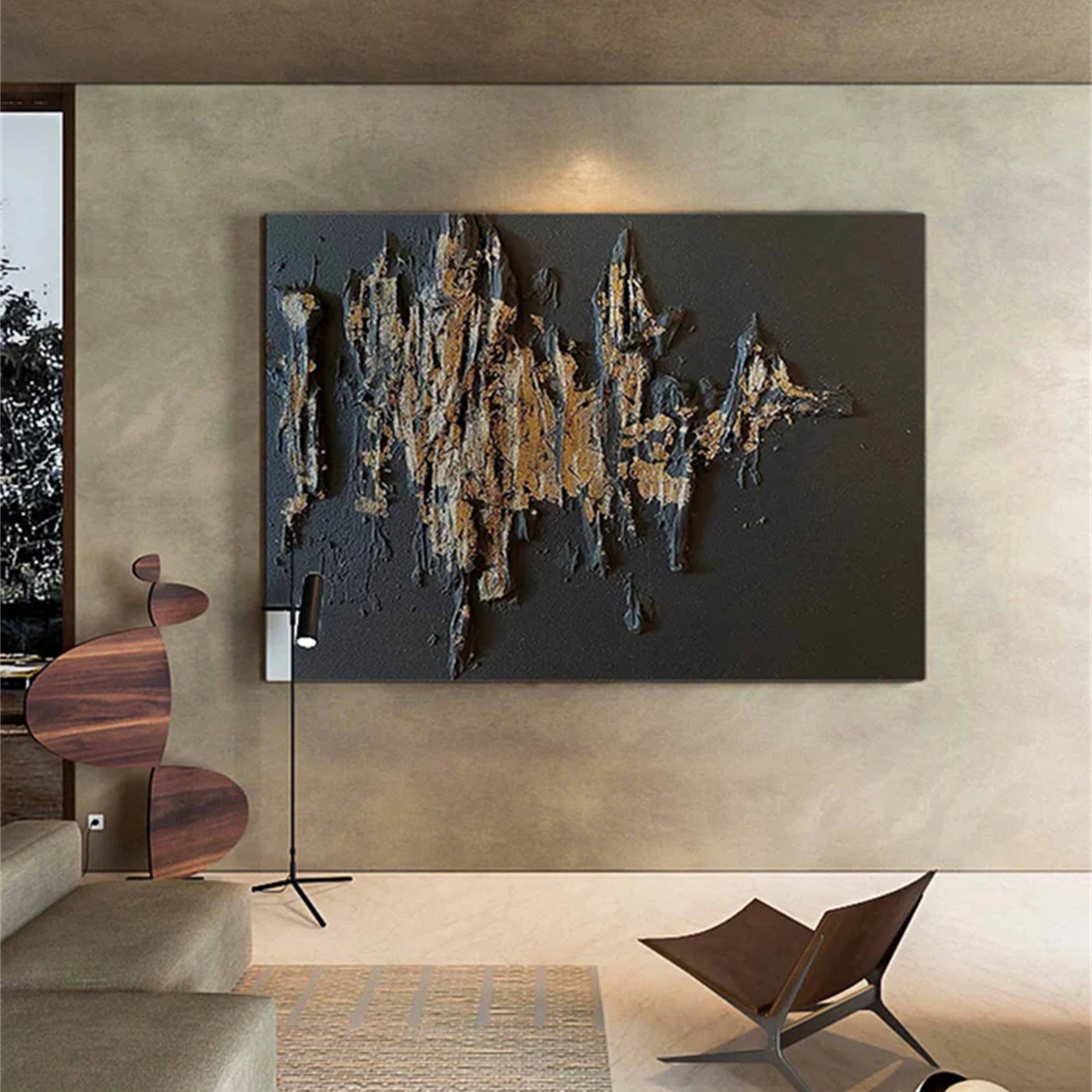 Black Textured Minimalist Wall Art #BT036