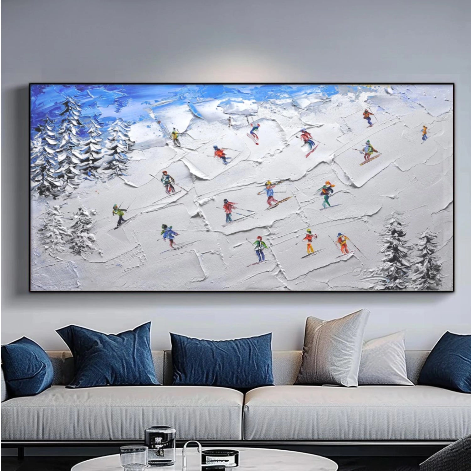 Skiing Sport Textured Wall Art #BA028