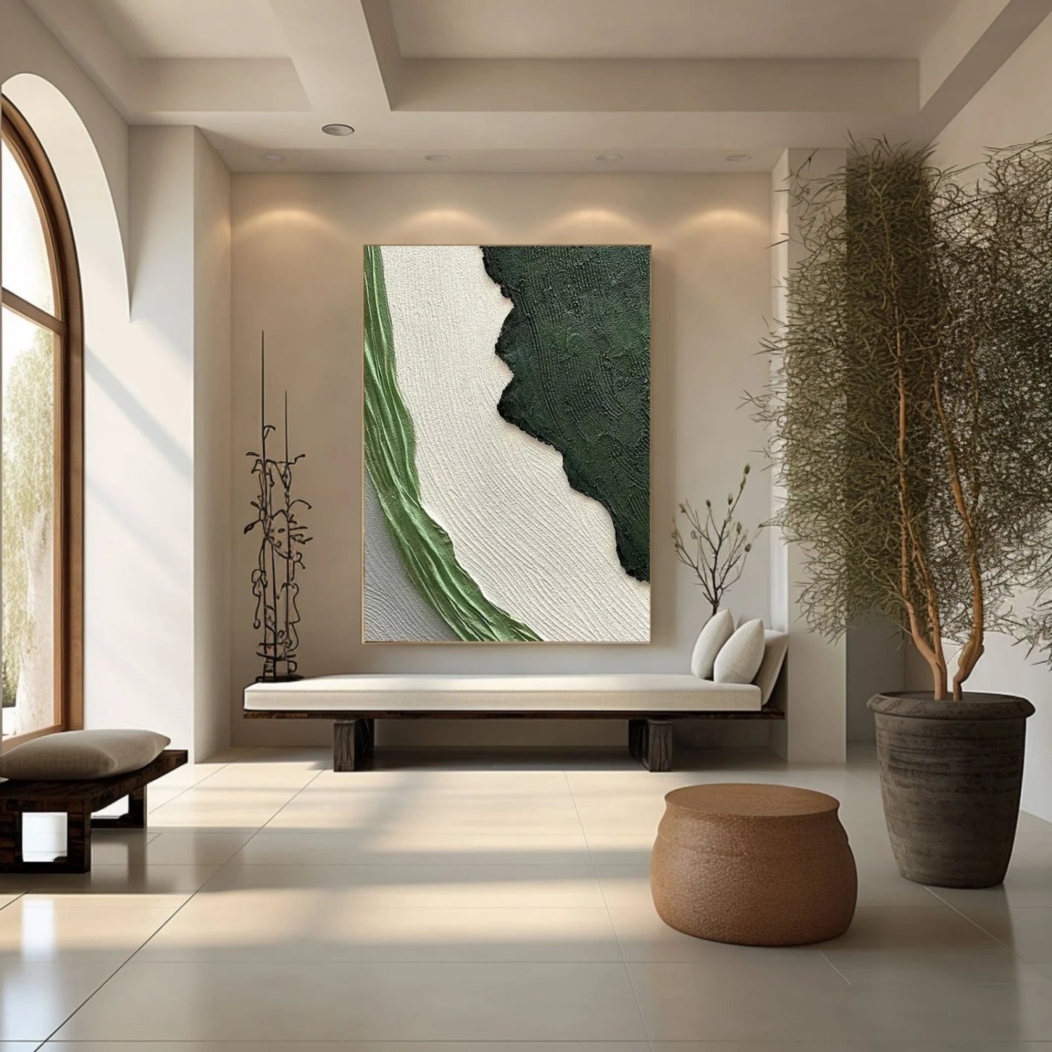 Green Textured Minimalist Wall Art #GT042