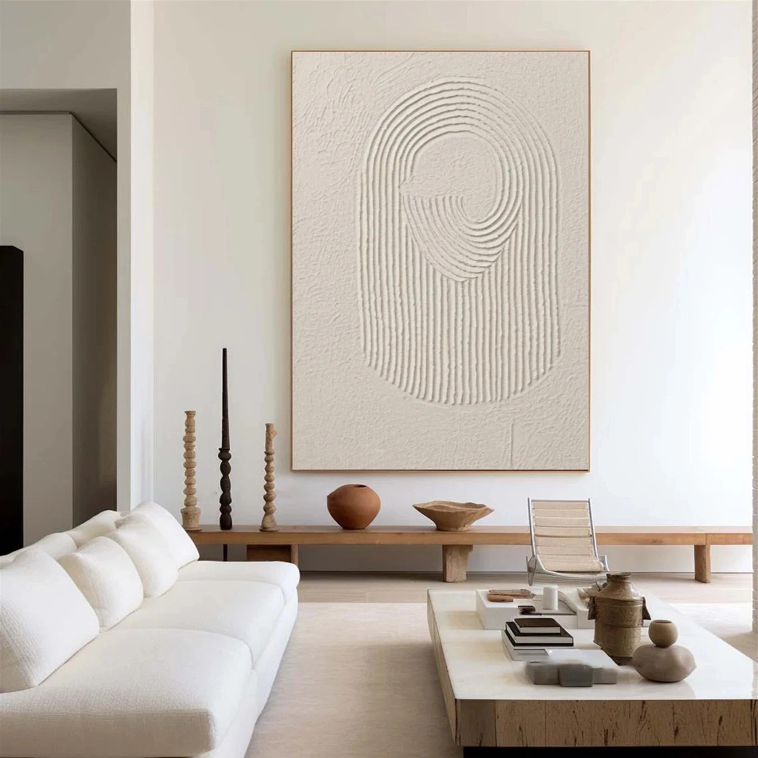 Beige & Brown Textured Minimalist Wall Art #BM027