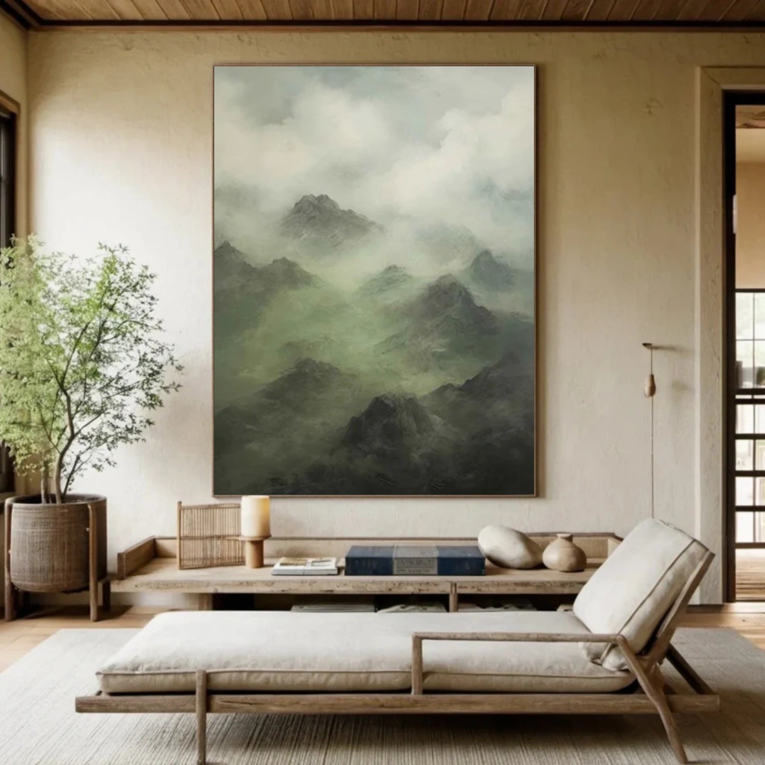 Green Minimalist Mountain Canvas Art #WT242