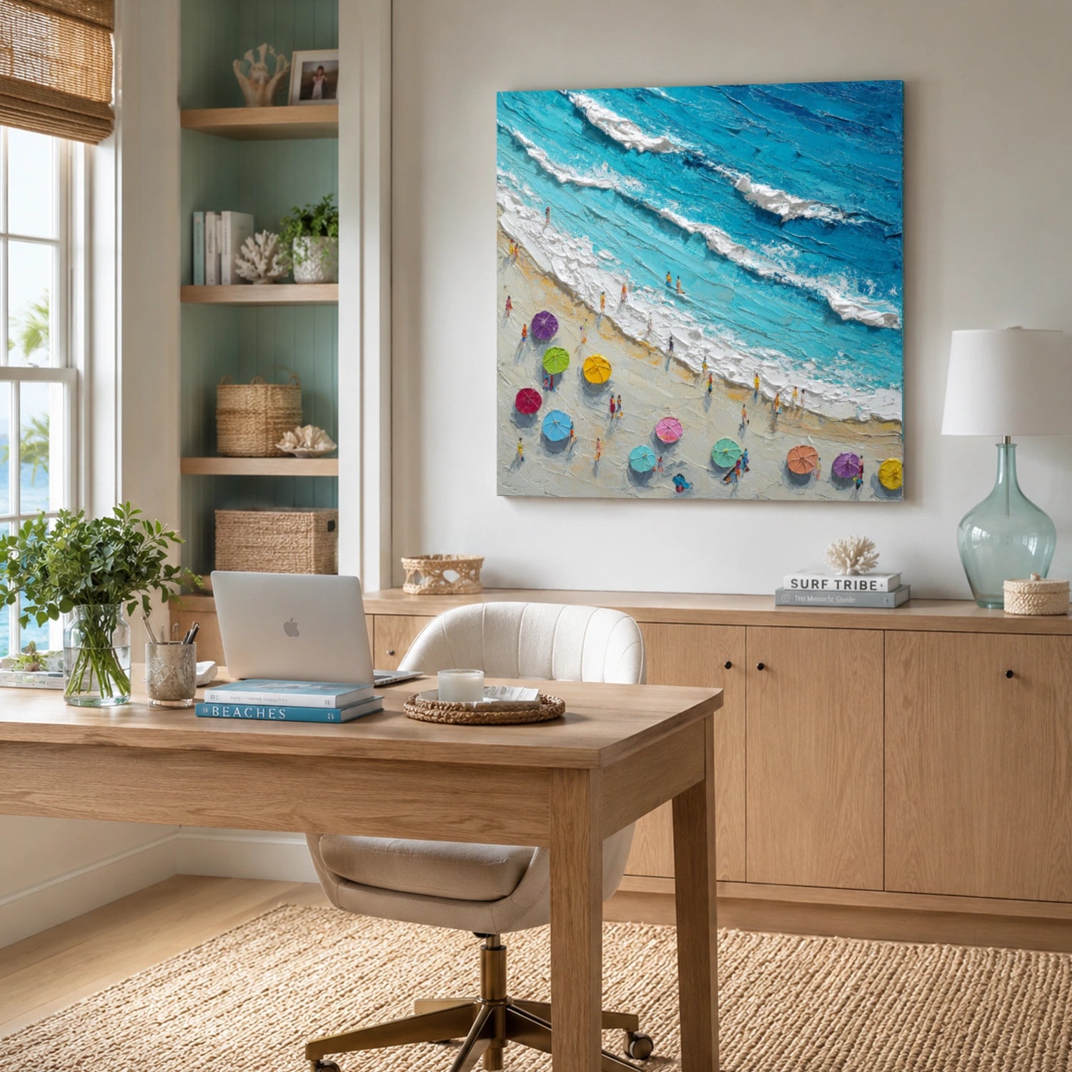 Sky And Ocean Abstract Textured Wall Art #SO421