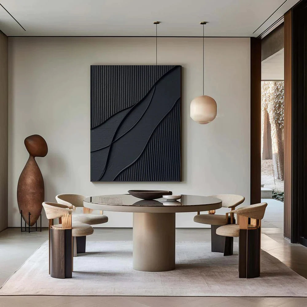 Black Textured Minimalist Wall Art #BT006