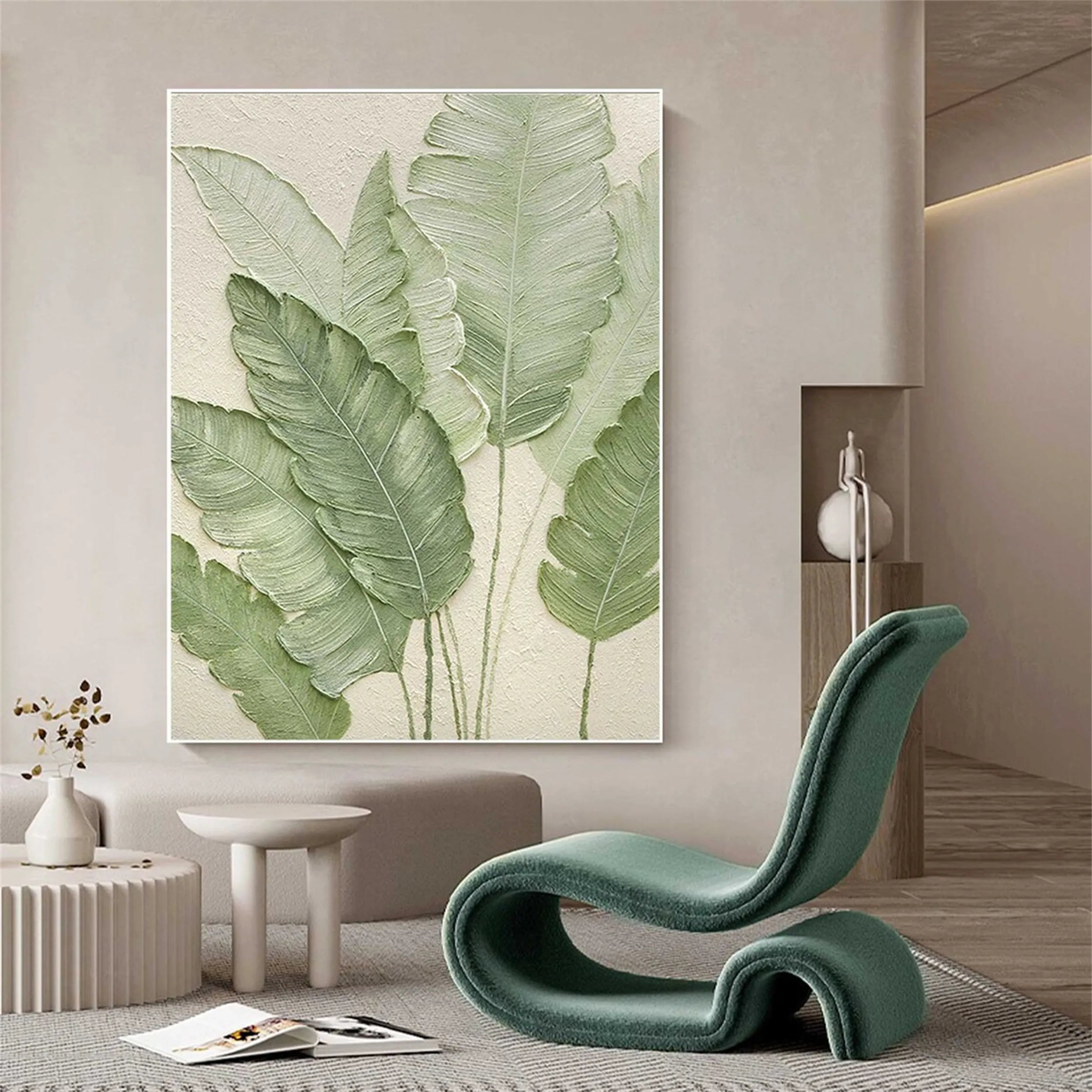 Green Textured Minimalist Wall Art #GT038