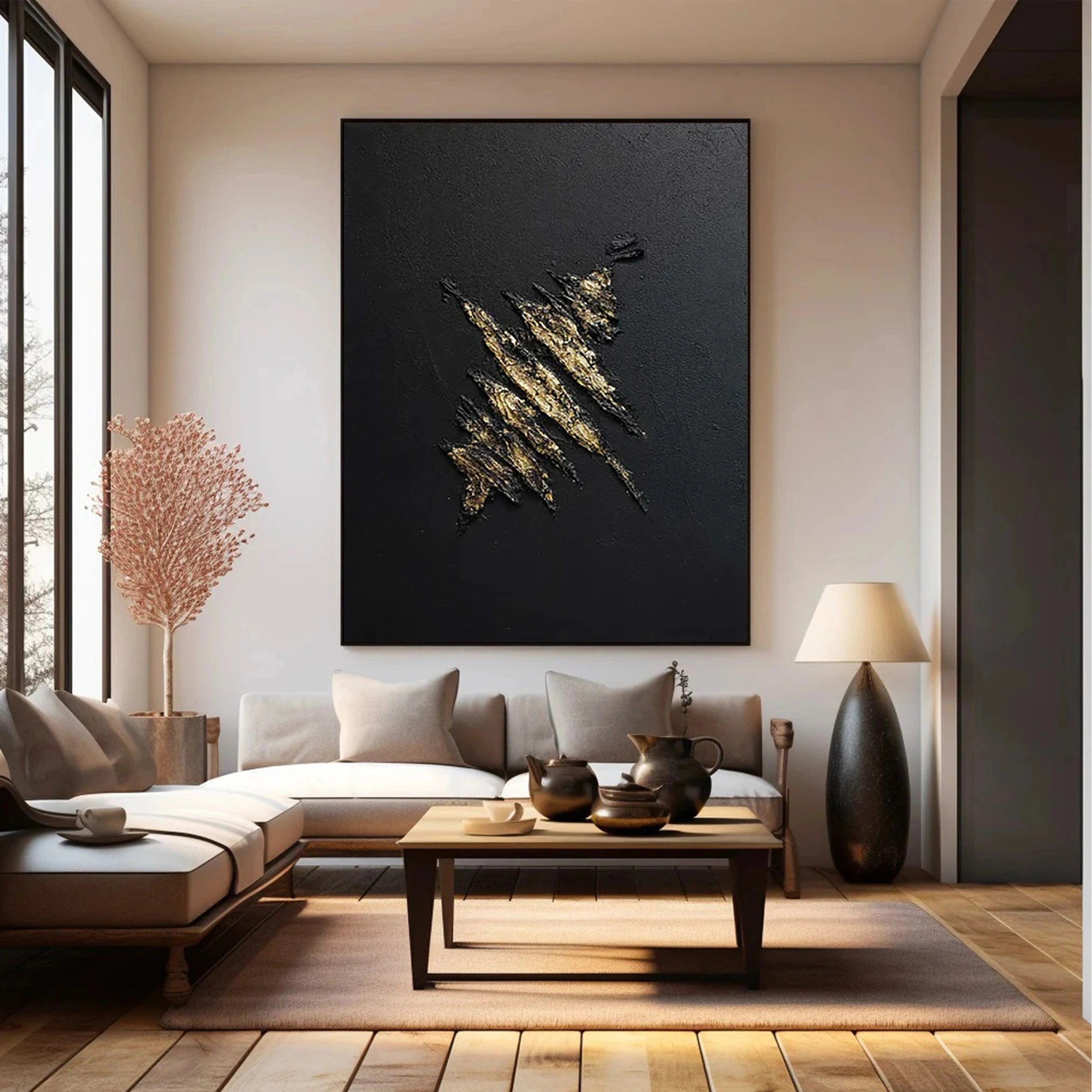 Black Textured Minimalist Wall Art #BT030