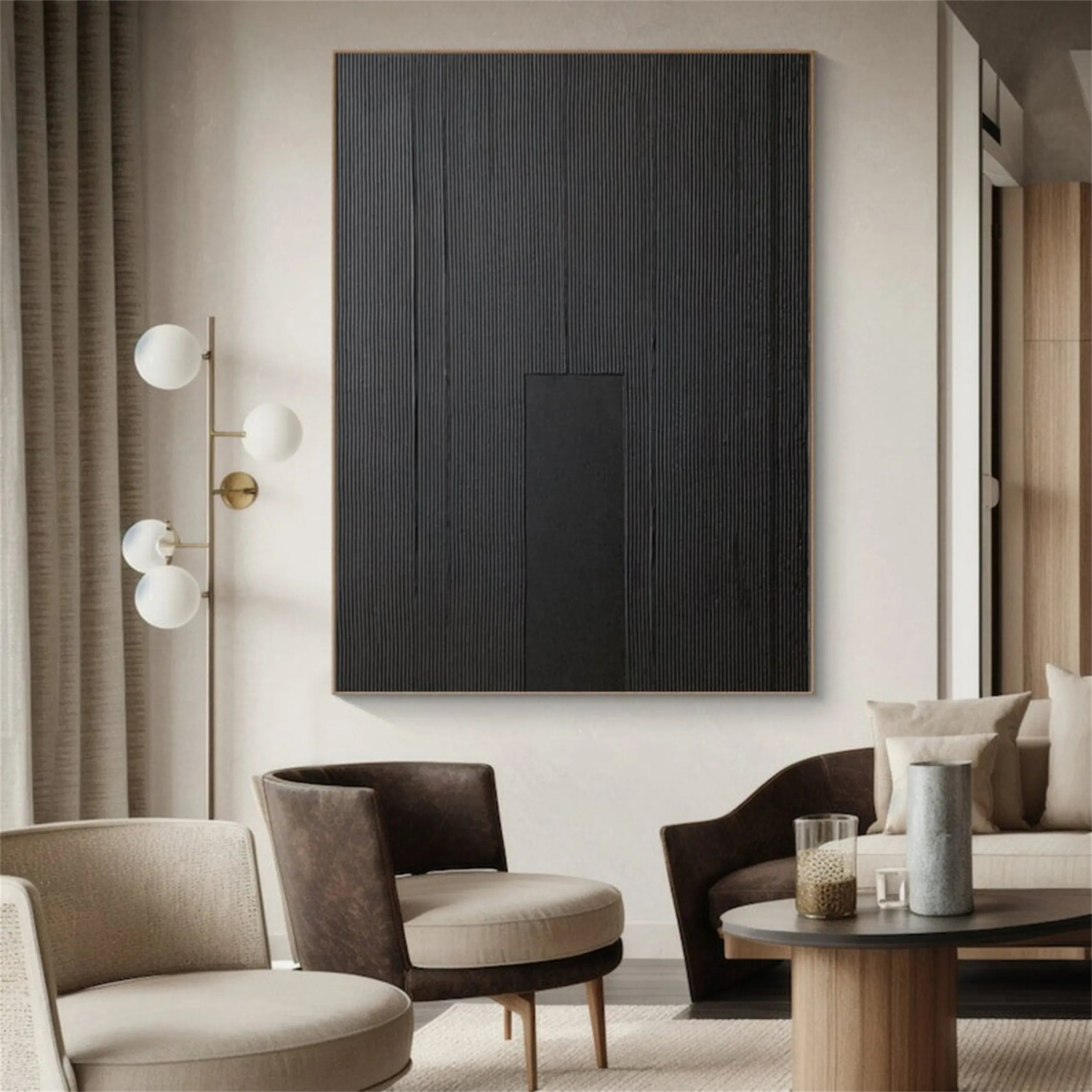 Black Textured Minimalist Wall Art #BT061