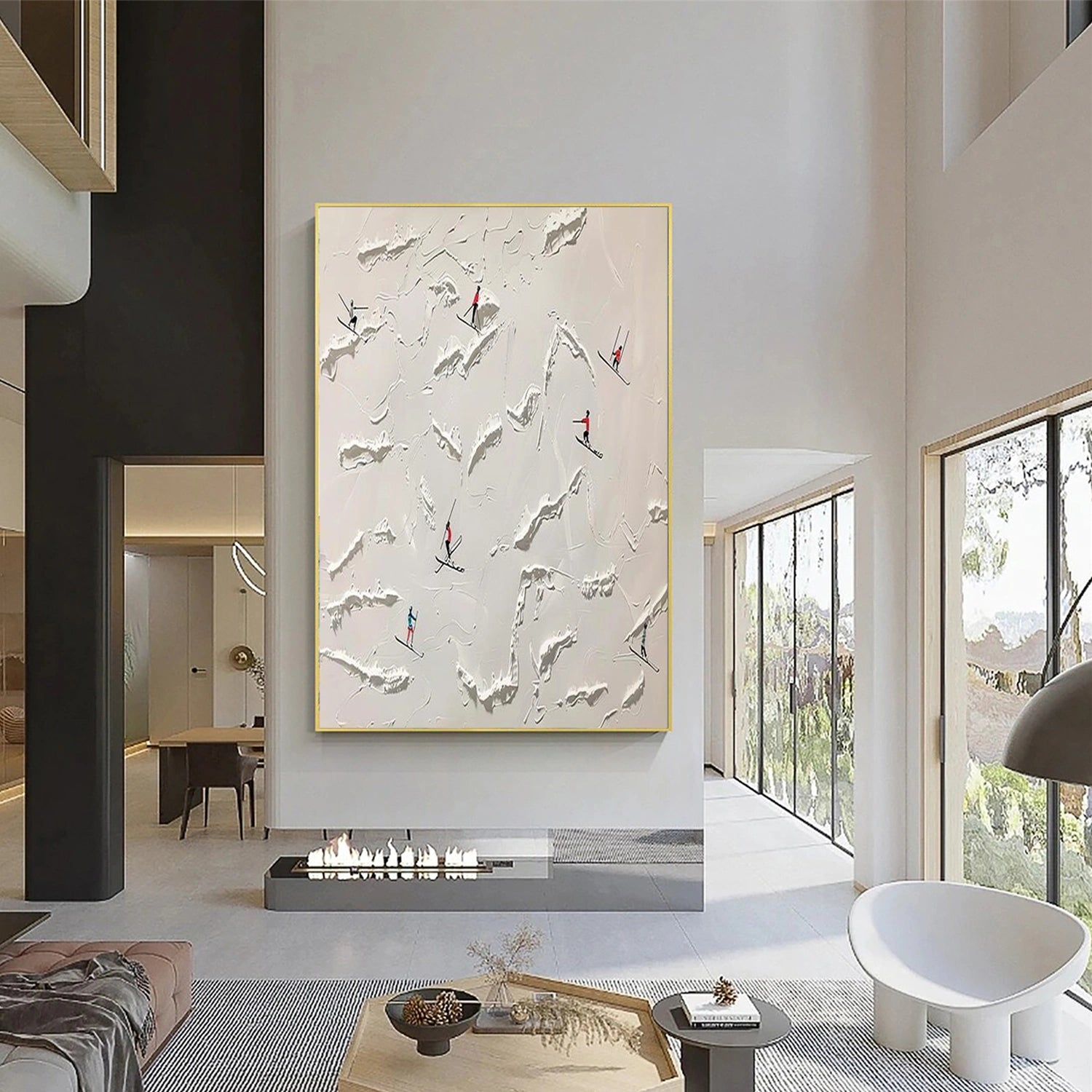 Skiing Sport Textured Wall Art #BA049