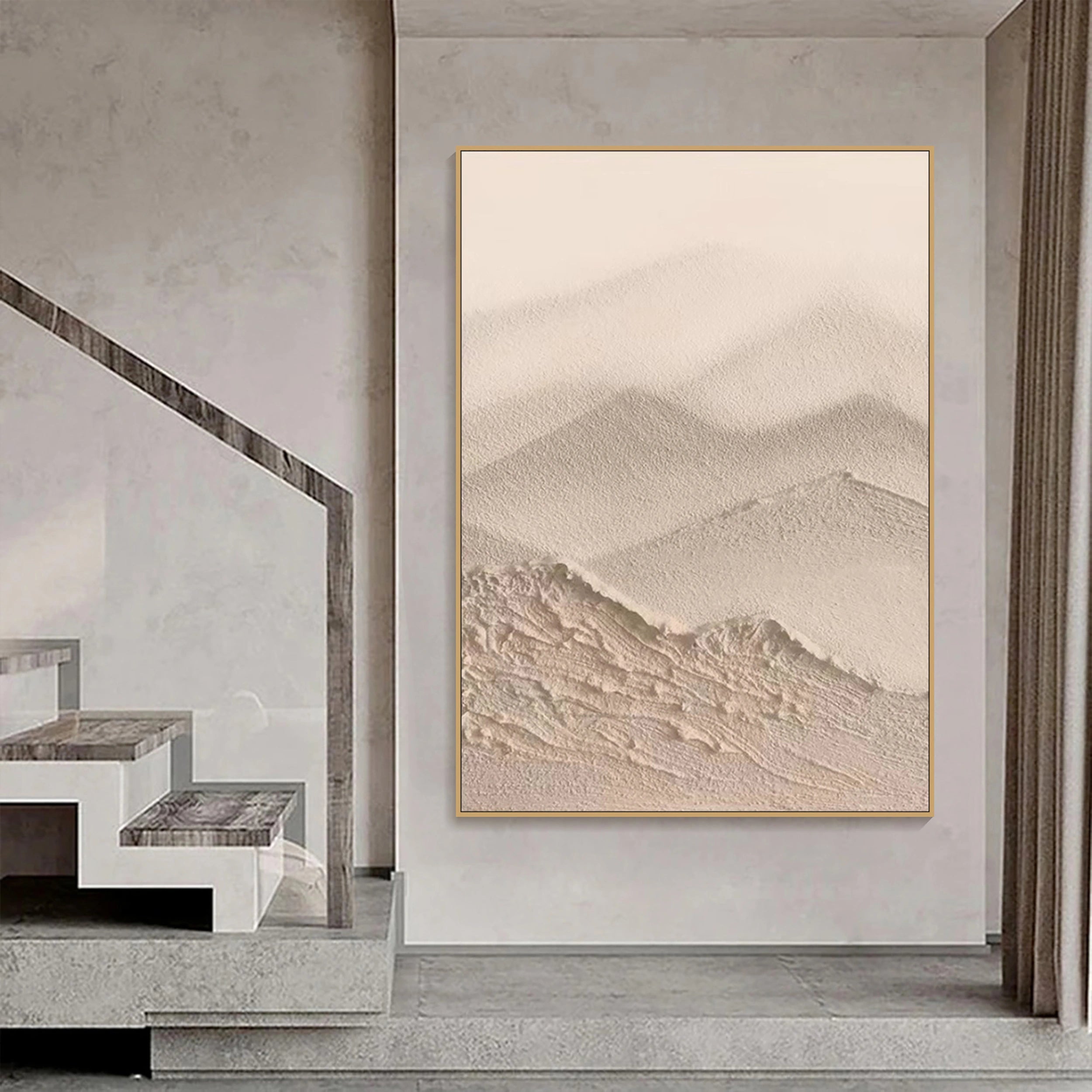 Beige & Brown Textured Minimalist Wall Art #BM004